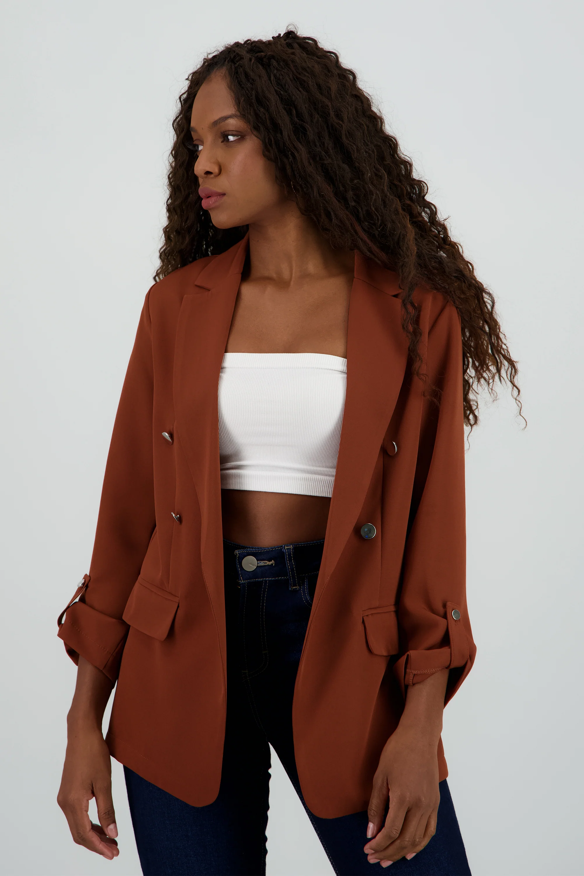 Blazer Oversize Largo Detalle Mangas