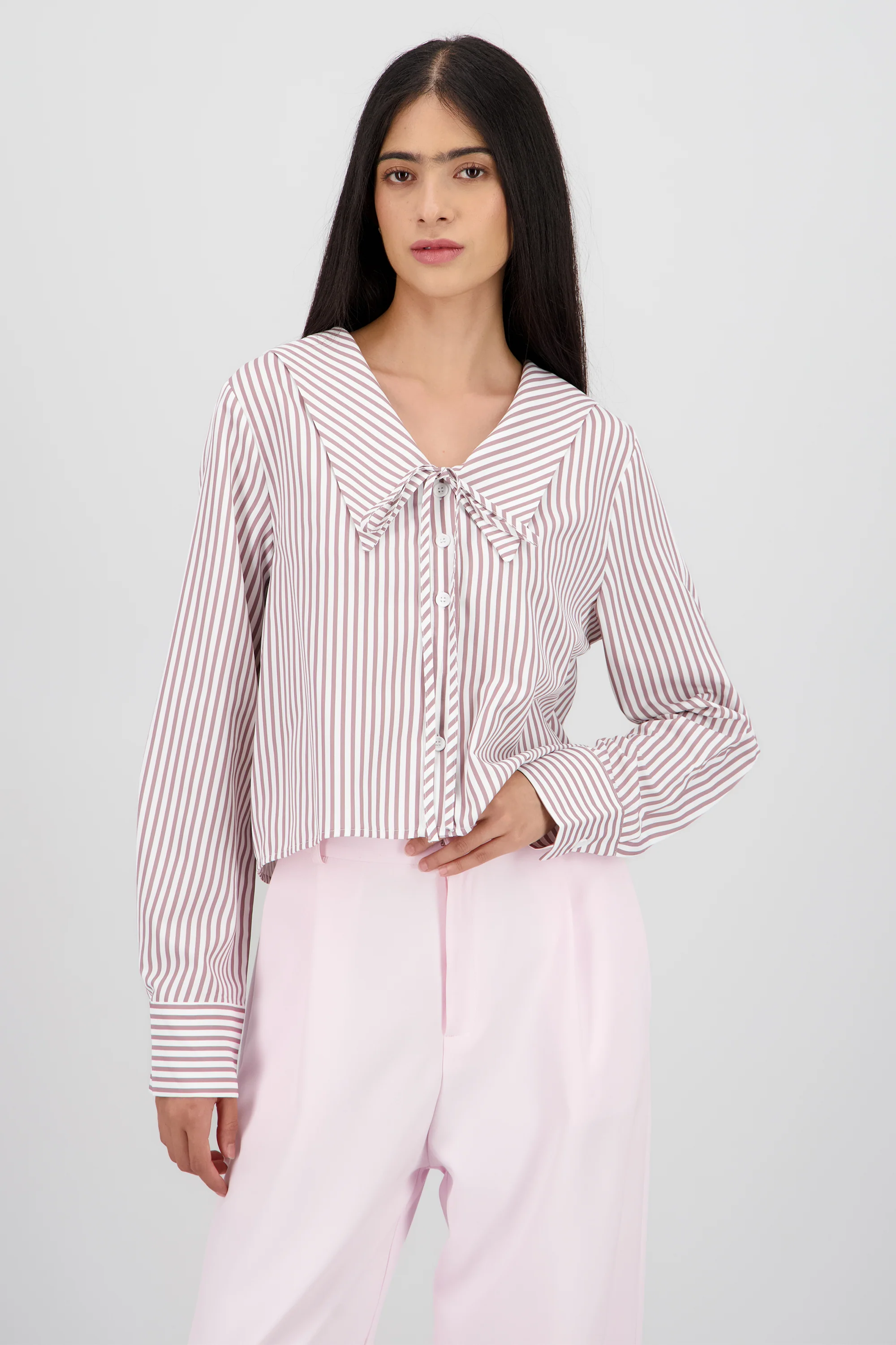 Blusa cuello bobo estampado rayas