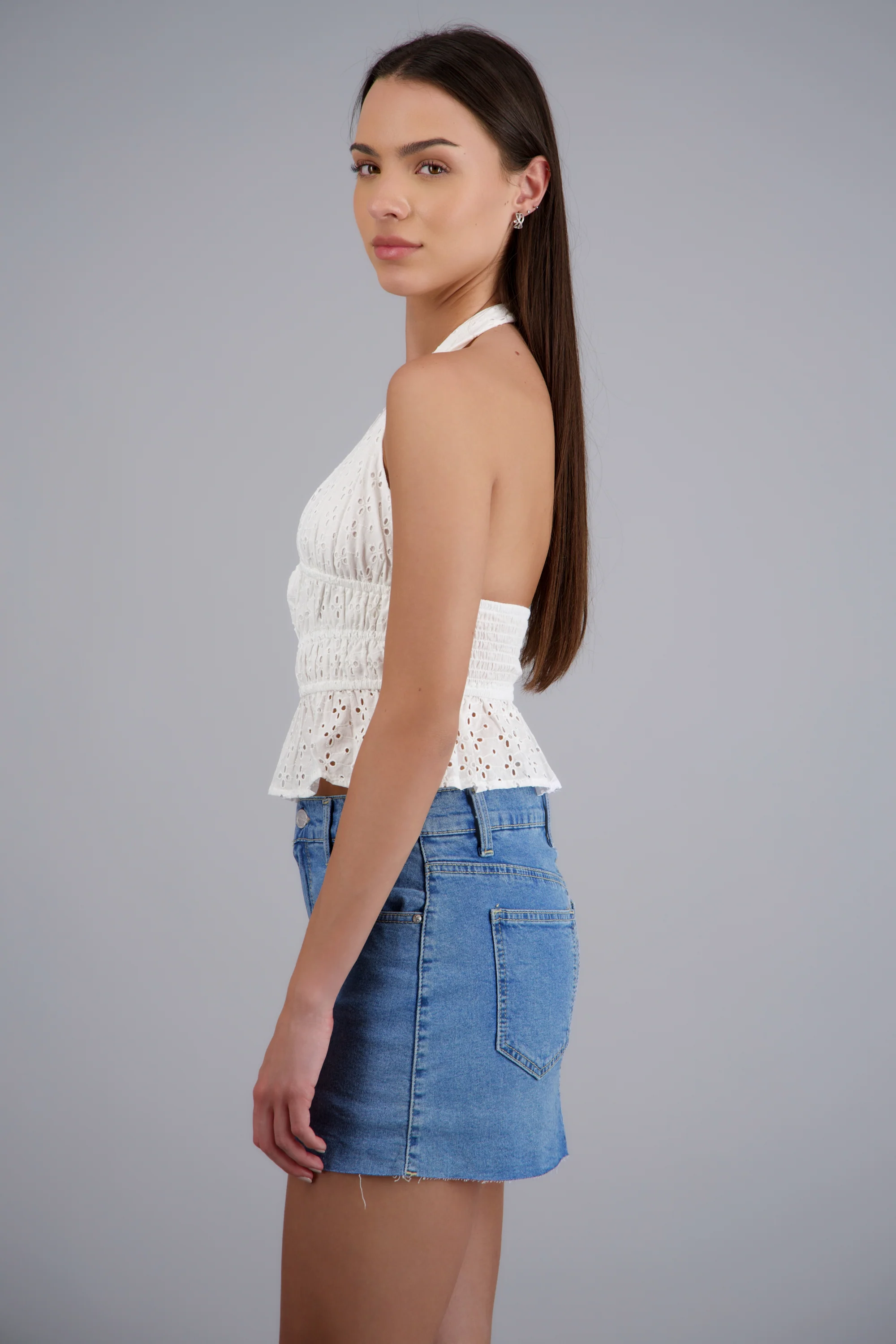 Blusa halter amarre bordado eyelet - Image 3