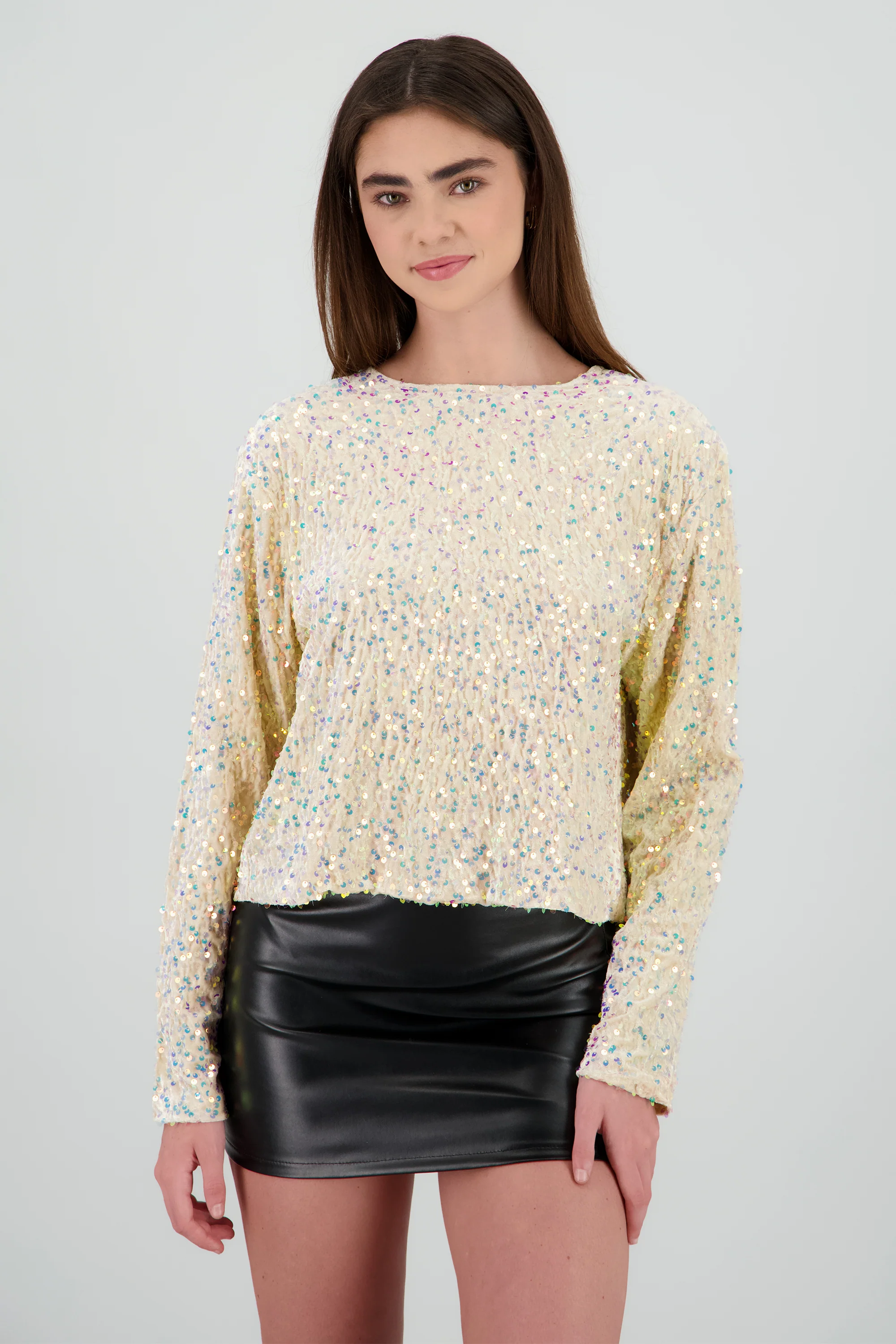 Blusa lentejuelas detalle escote espalda con moño - Image 2