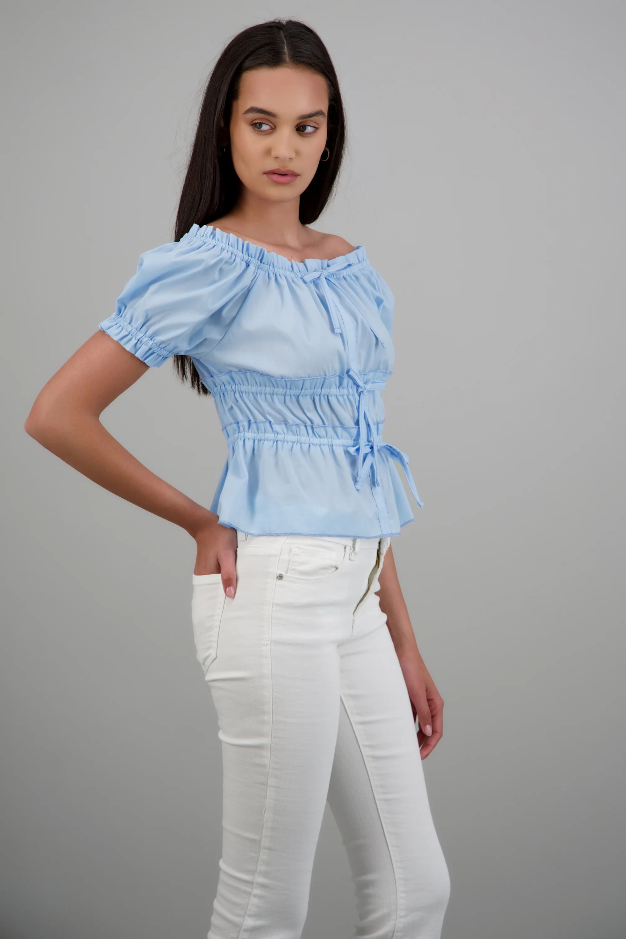 Blusa manga corta detalle resortes - Image 3