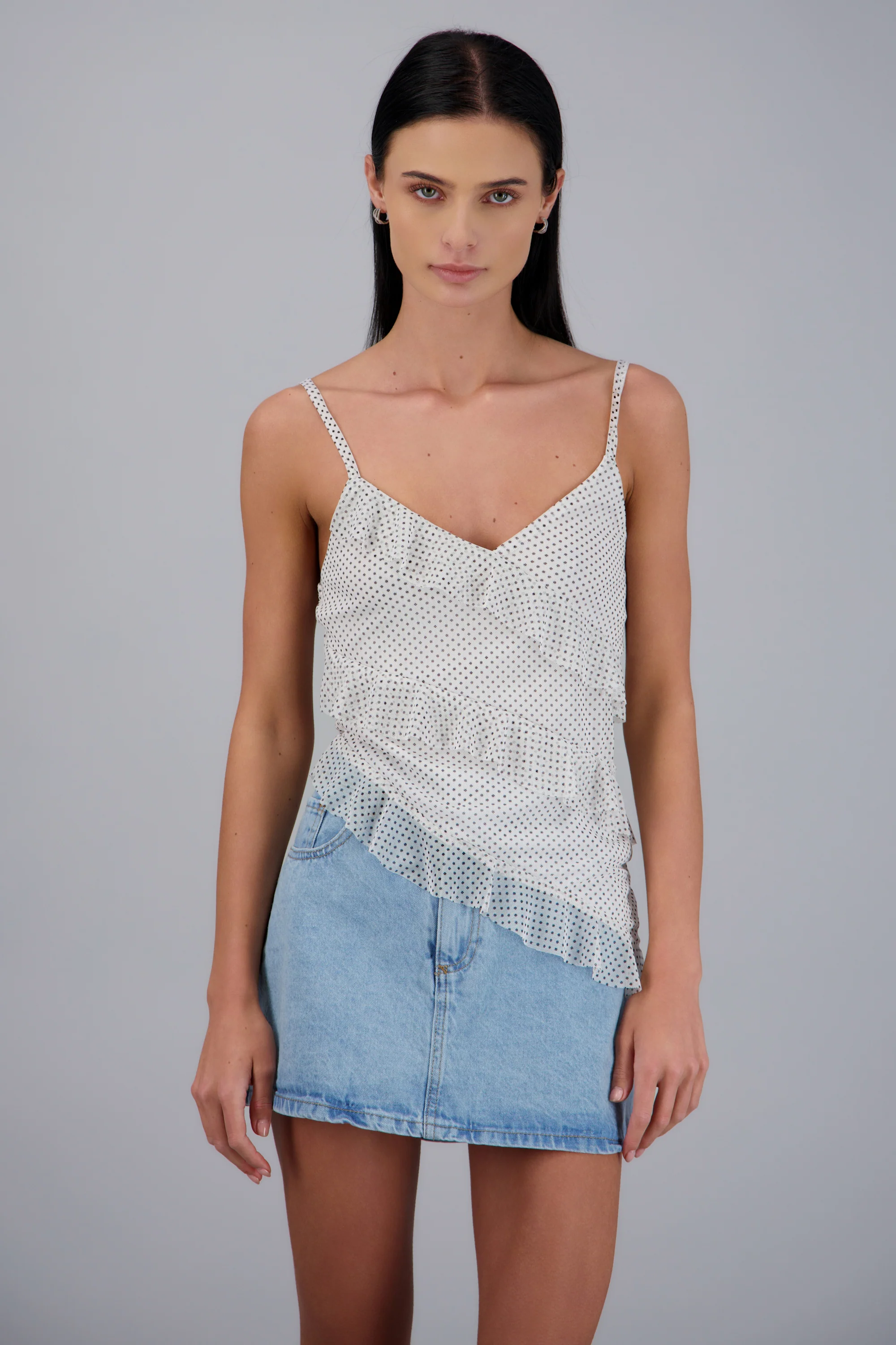 Blusa olanes mesh polka dots