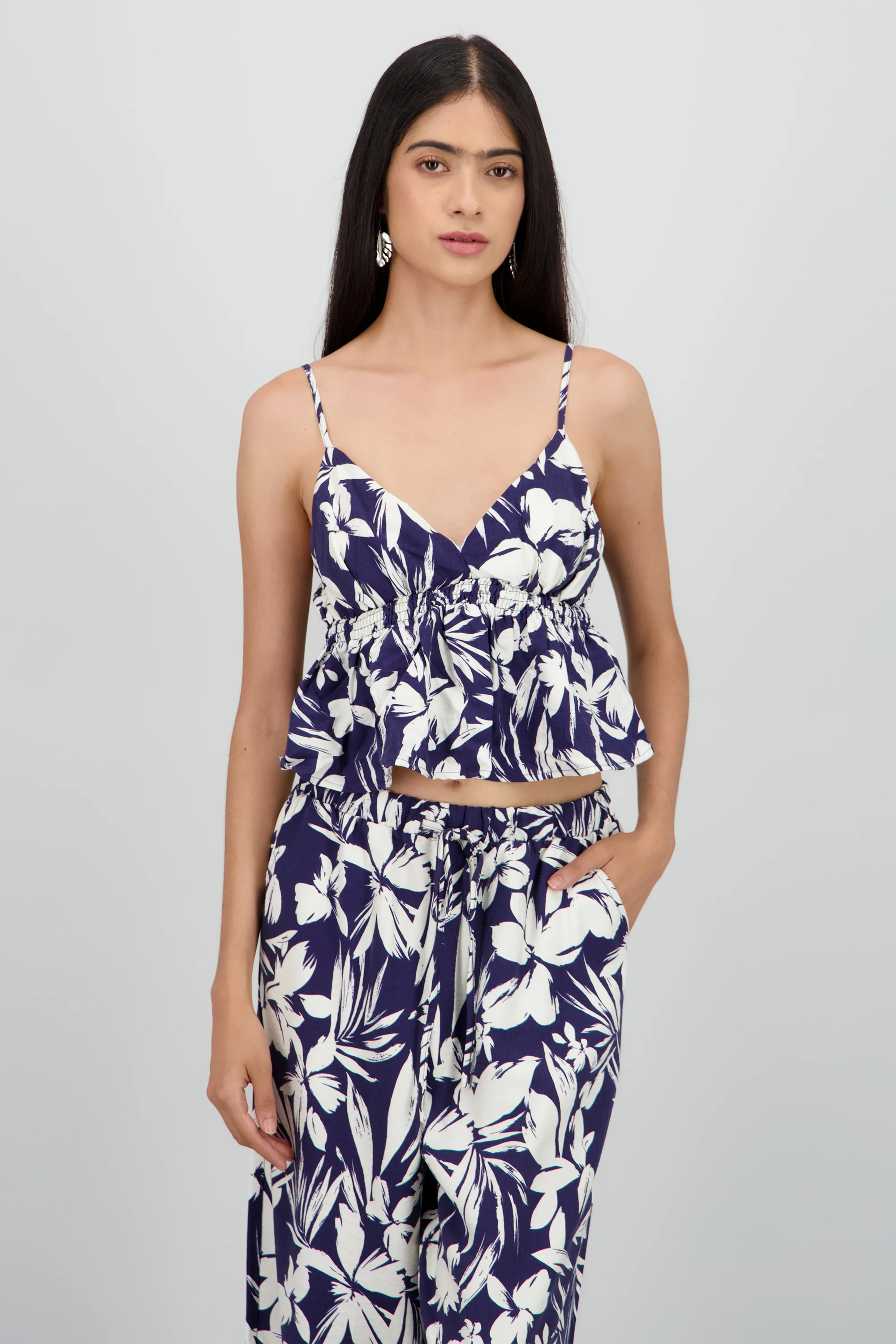 Blusa peplum tirantes estampado
