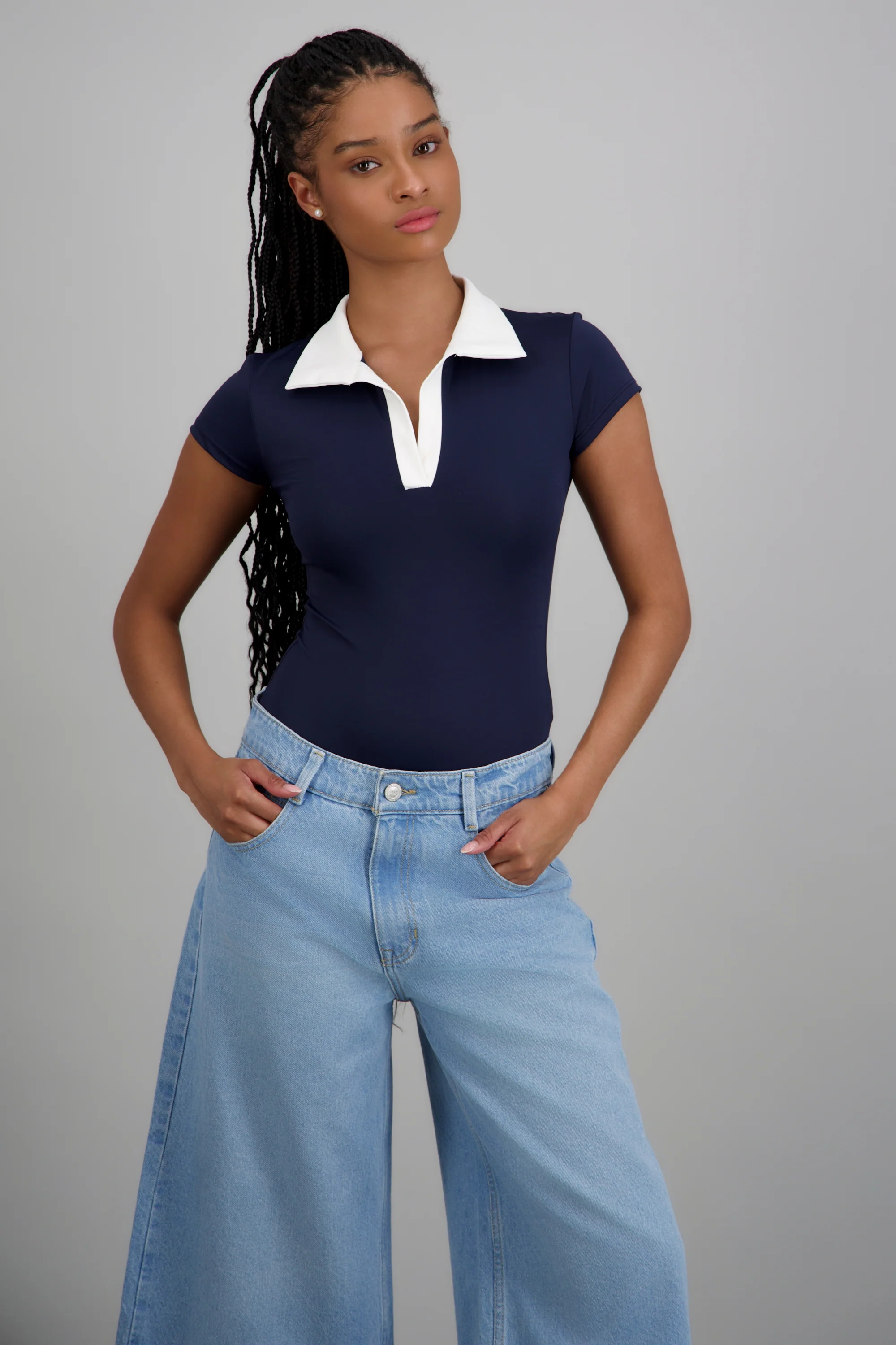 Bodysuit cuello polo contraste