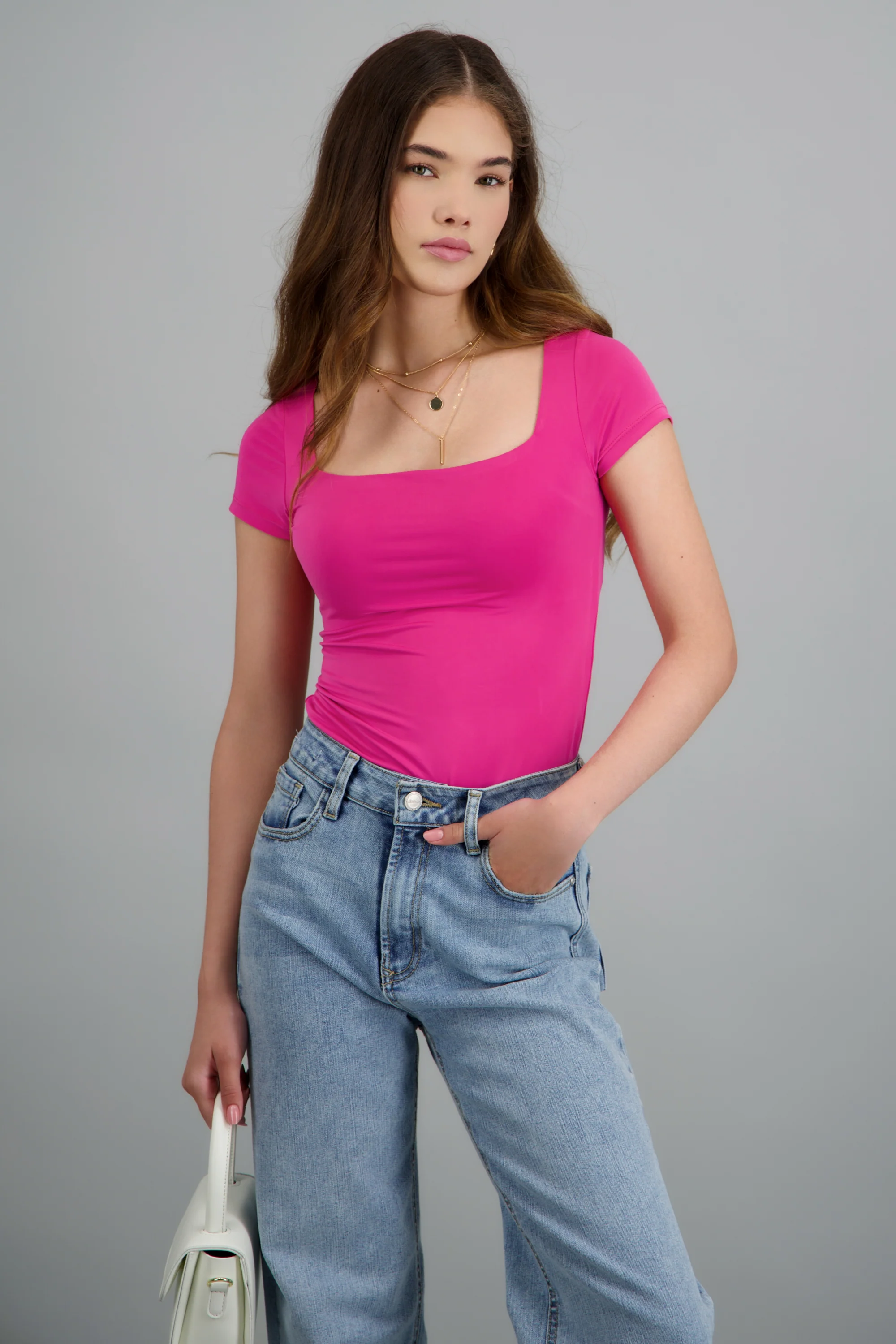 Bodysuit escote cuadrado manga corta liso