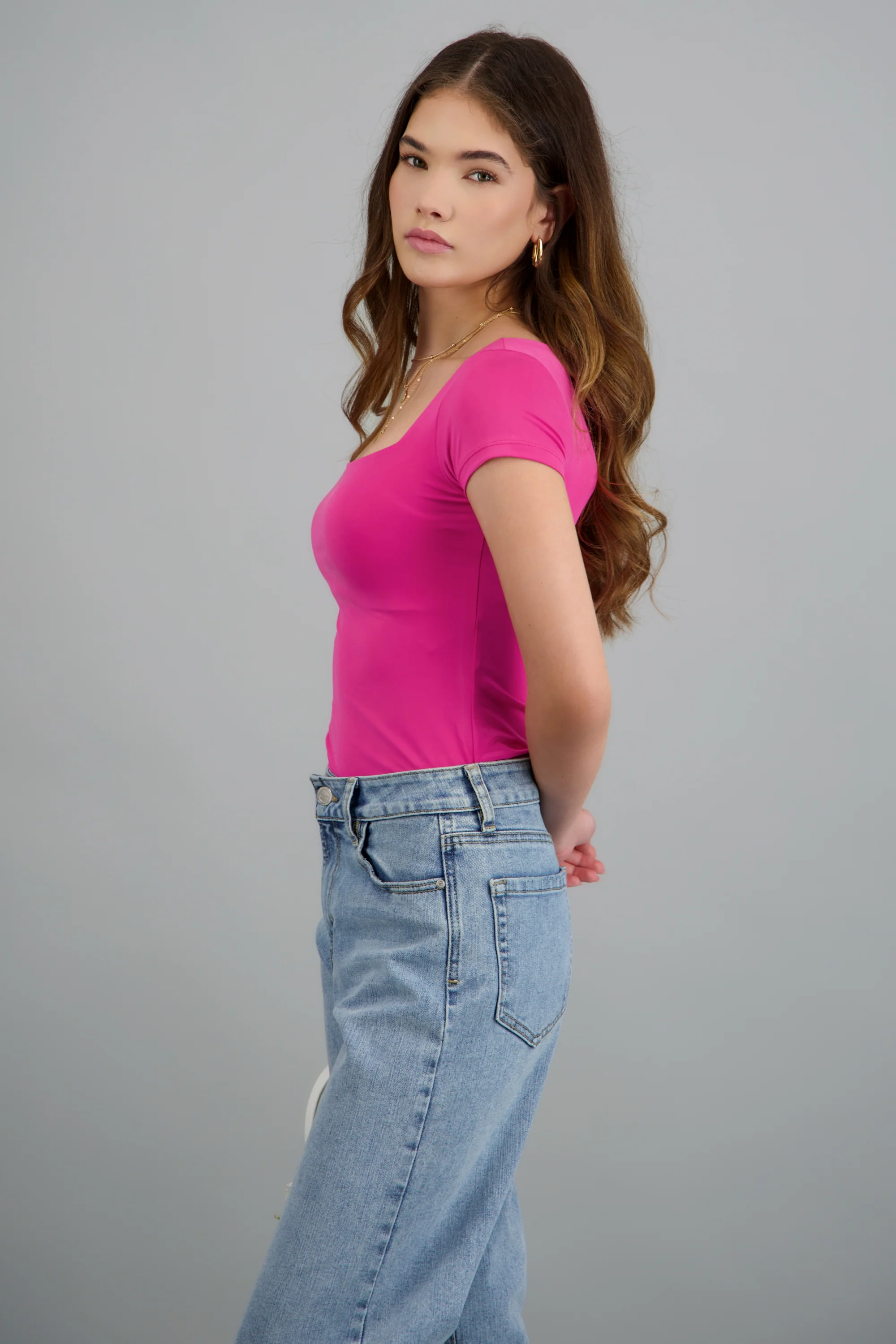 Bodysuit escote cuadrado manga corta liso - Image 2