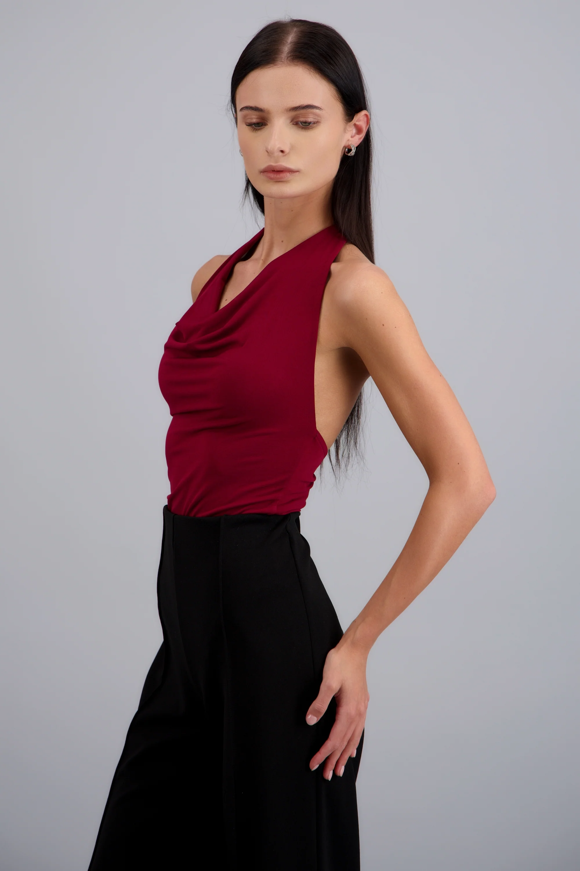 BODYSUIT HALTER ESCOTE CASCADA DRAPEADO - Image 4