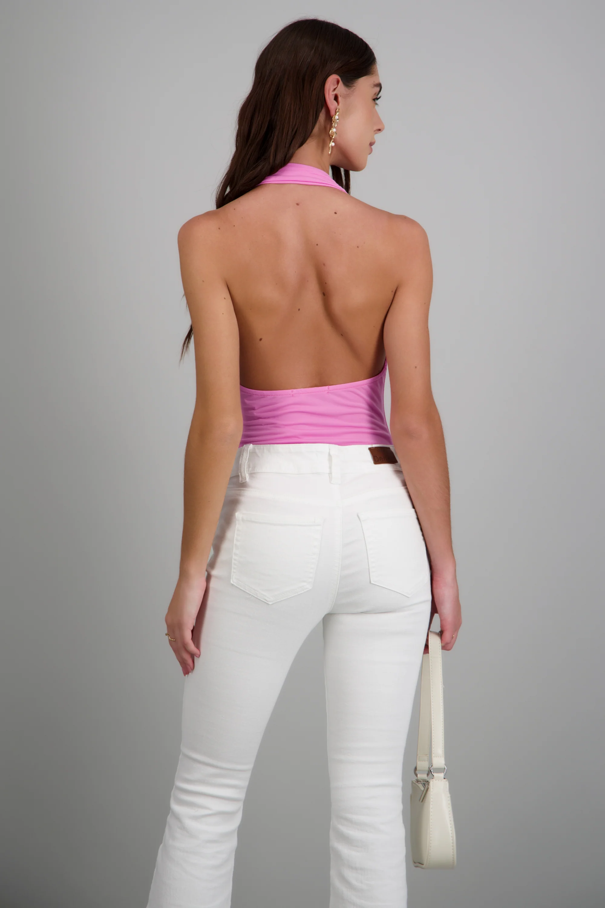 Bodysuit halter escote cascada drapeado - Image 4