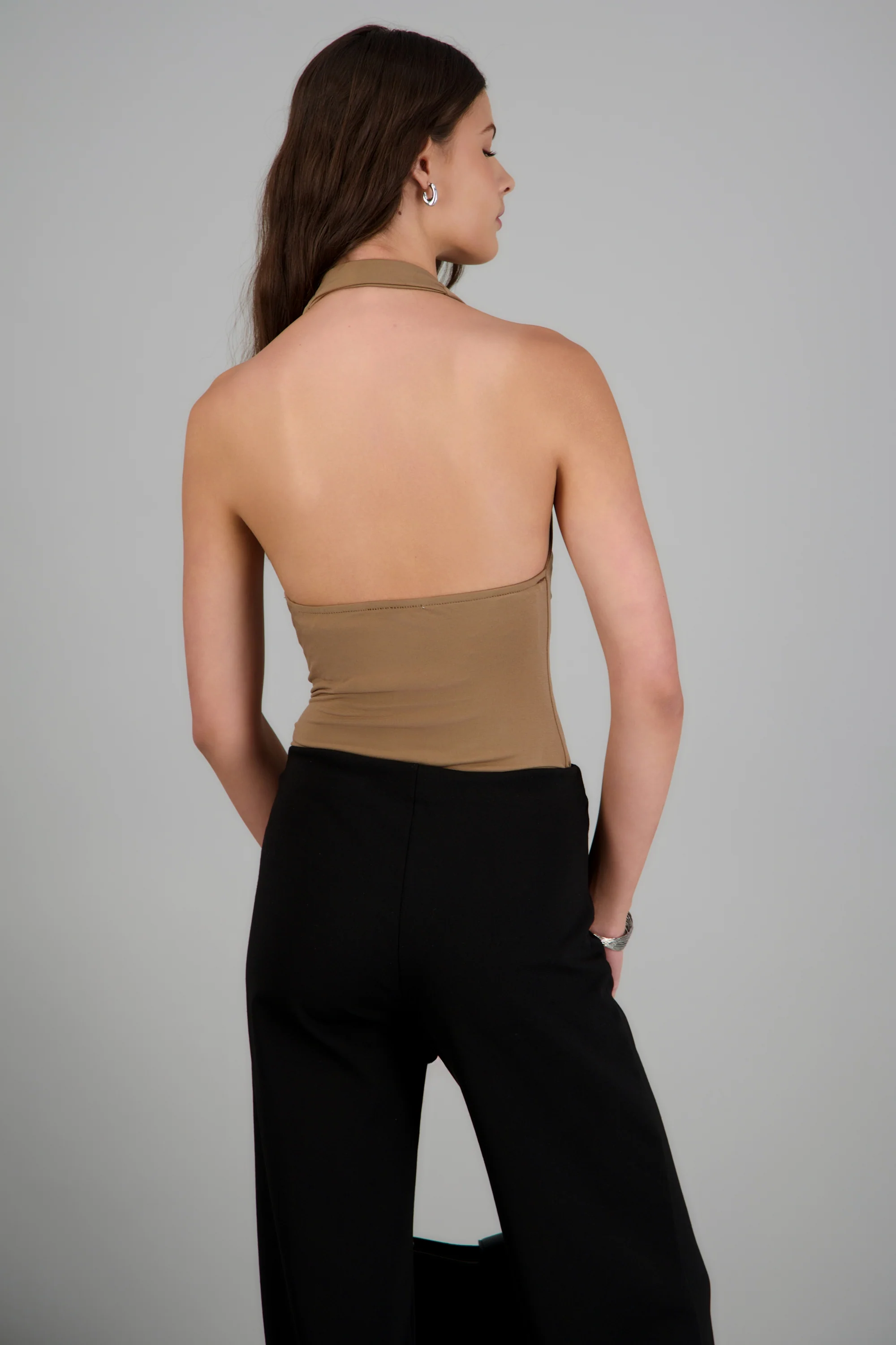 Bodysuit halter escote cascada drapeado - Image 2