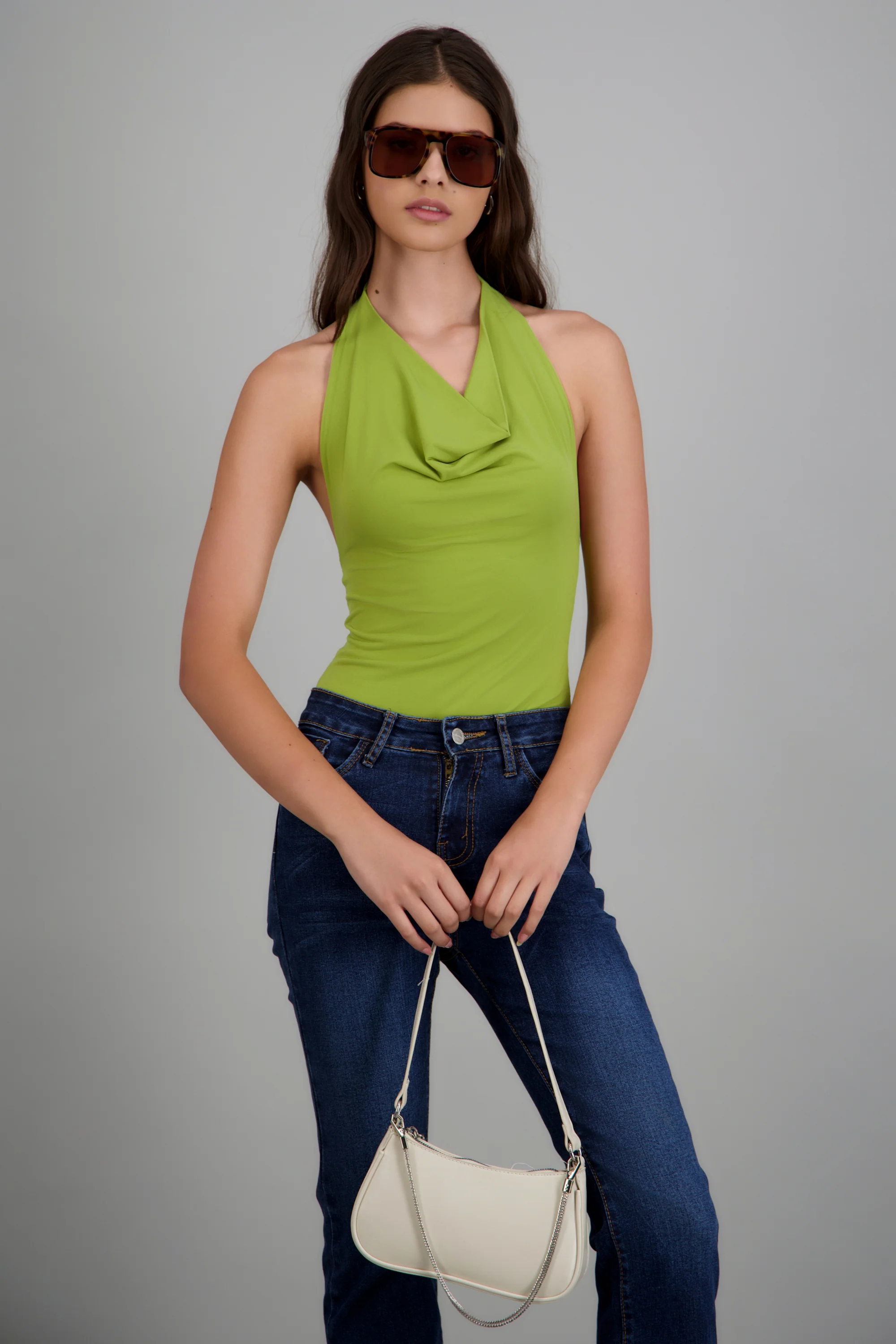 Bodysuit halter escote cascada drapeado - Image 2