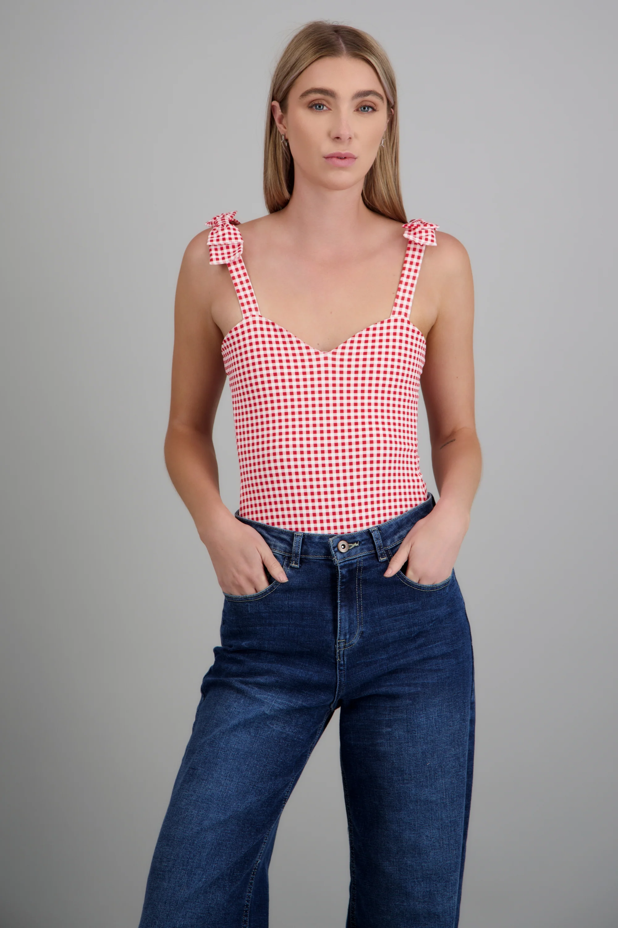 Bodysuit moños estampado gingham