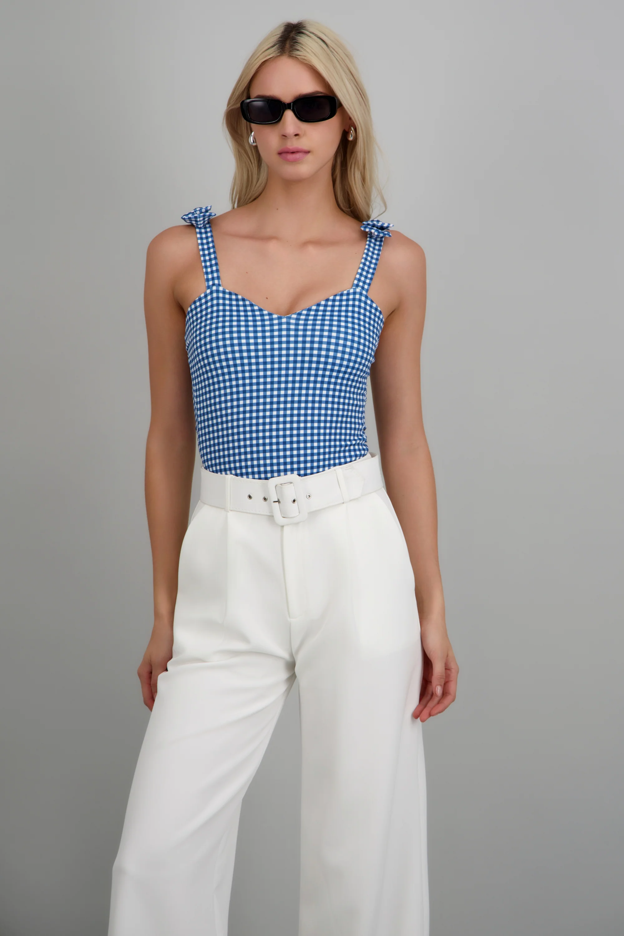 Bodysuit moños estampado gingham