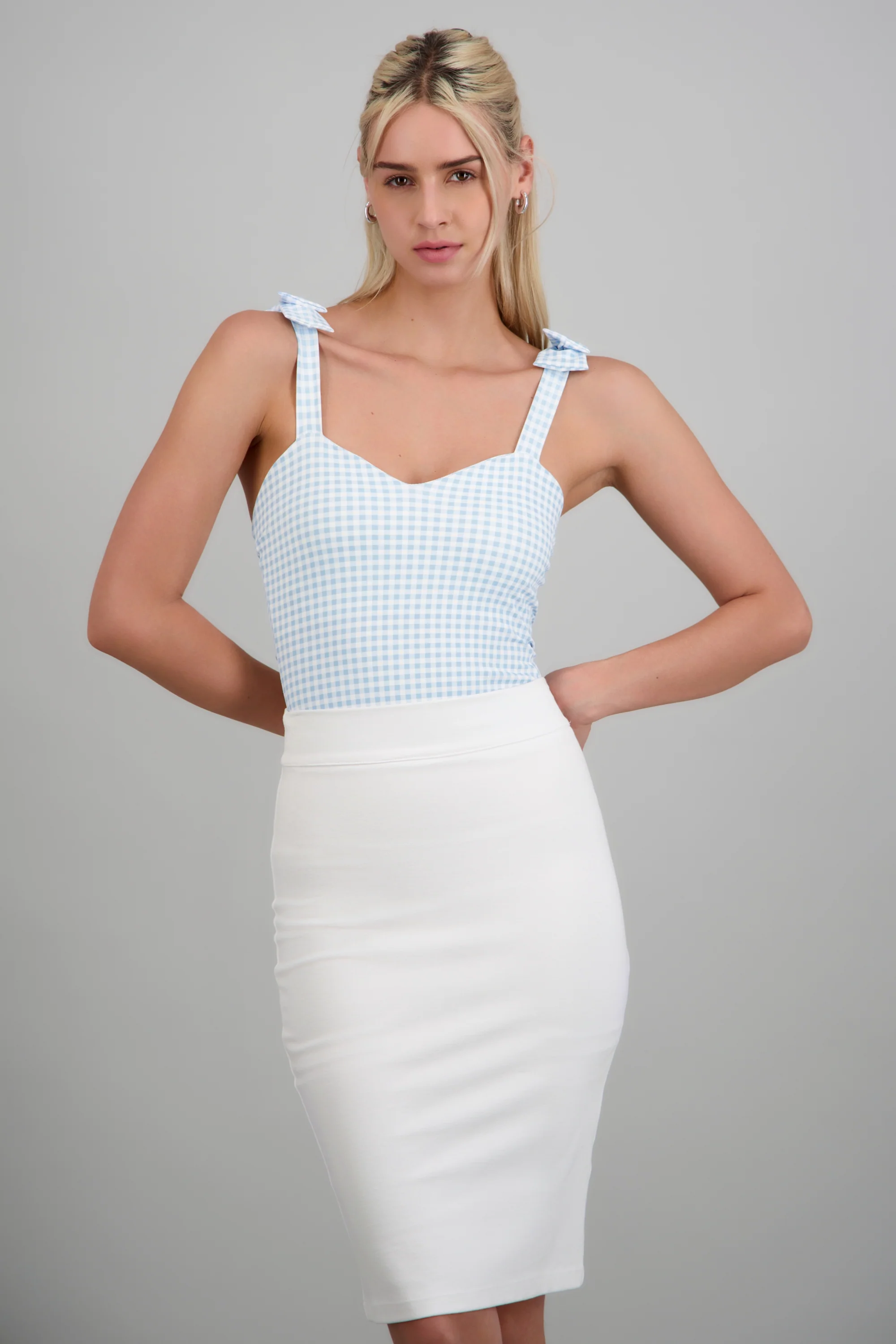 Bodysuit moños estampado gingham