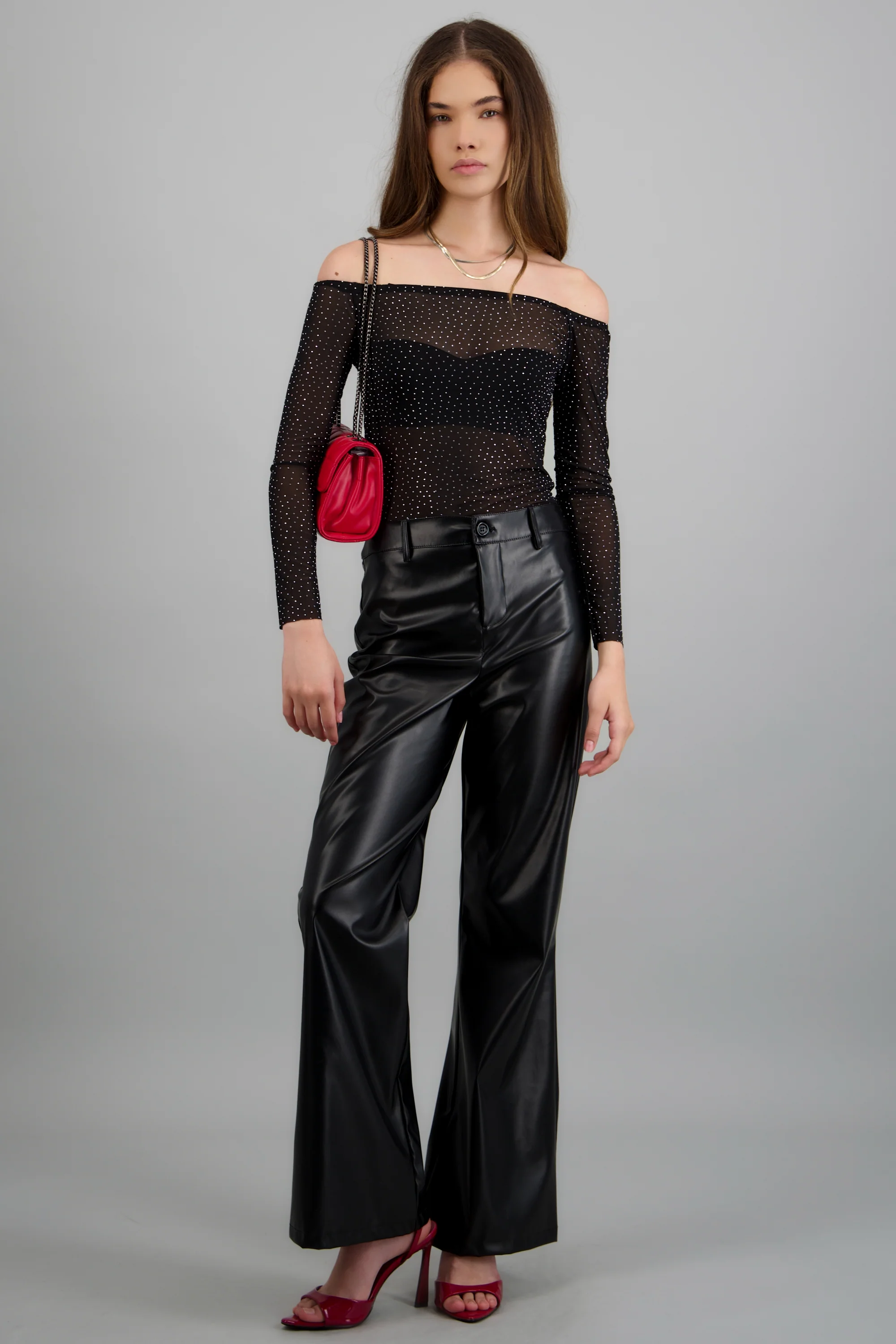 Bodysuit off-shoulders manga larga detalle brillos - Image 2