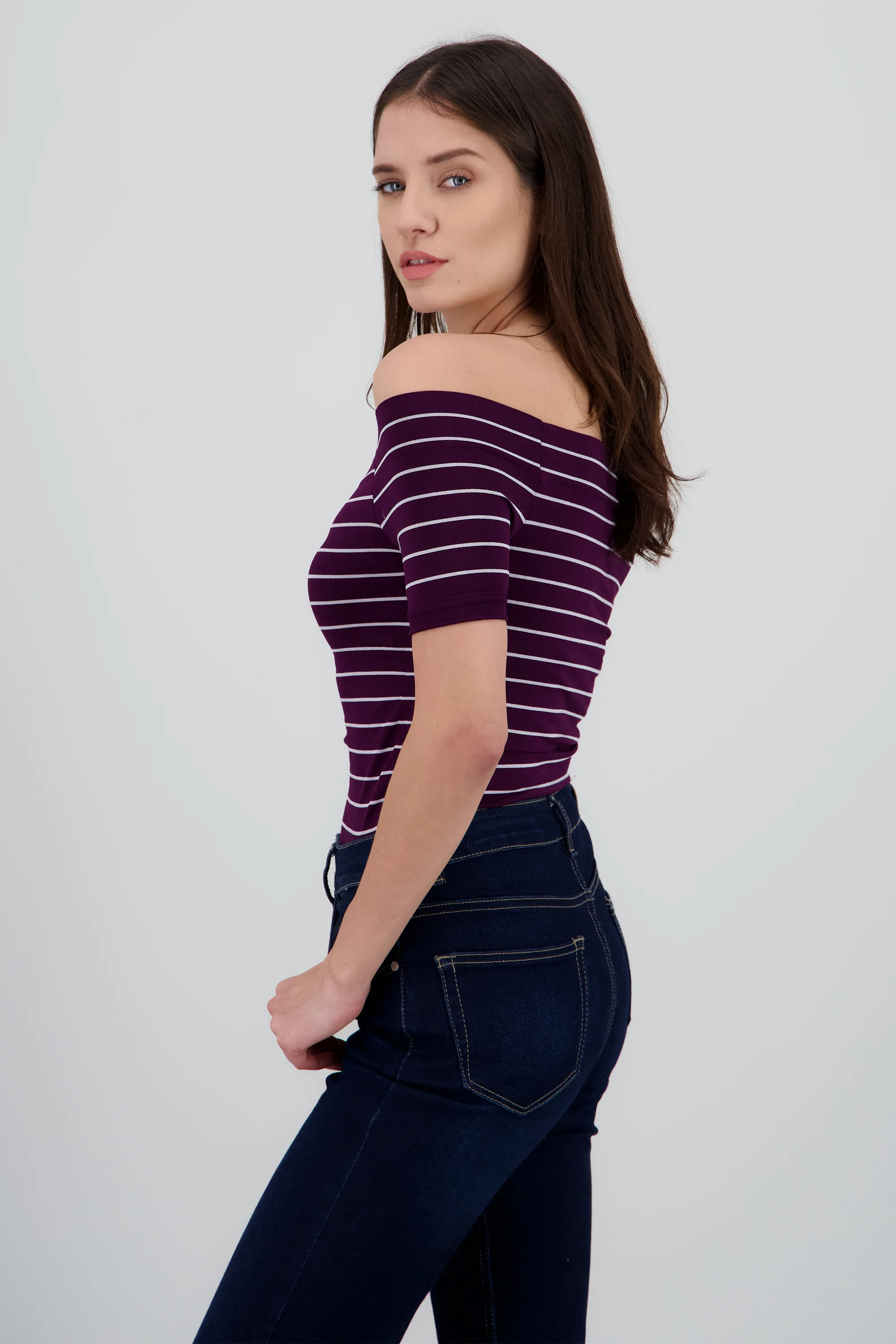 Bodysuit rayas hombro descubierto - Image 2