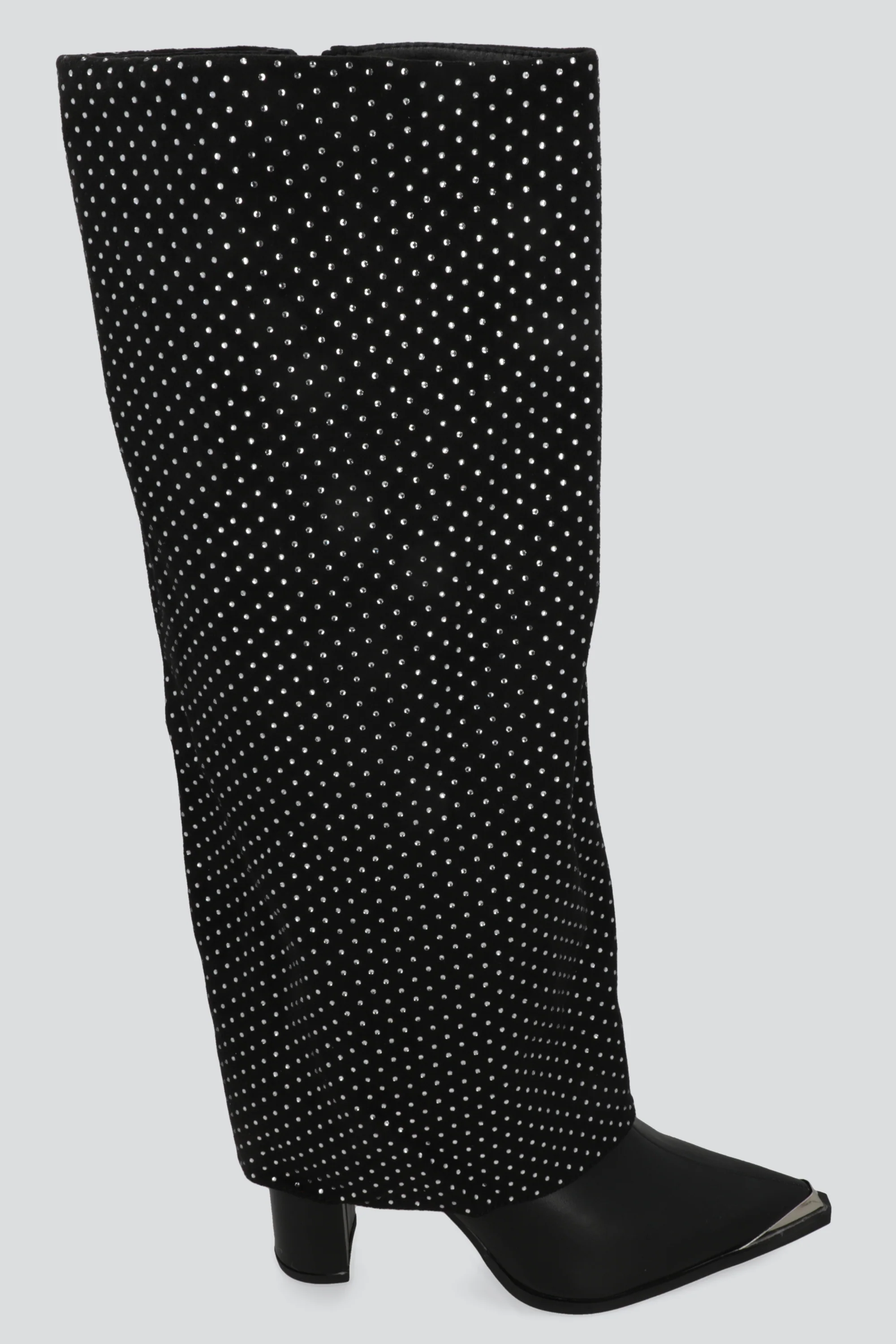 Bota funda brillos punta metal