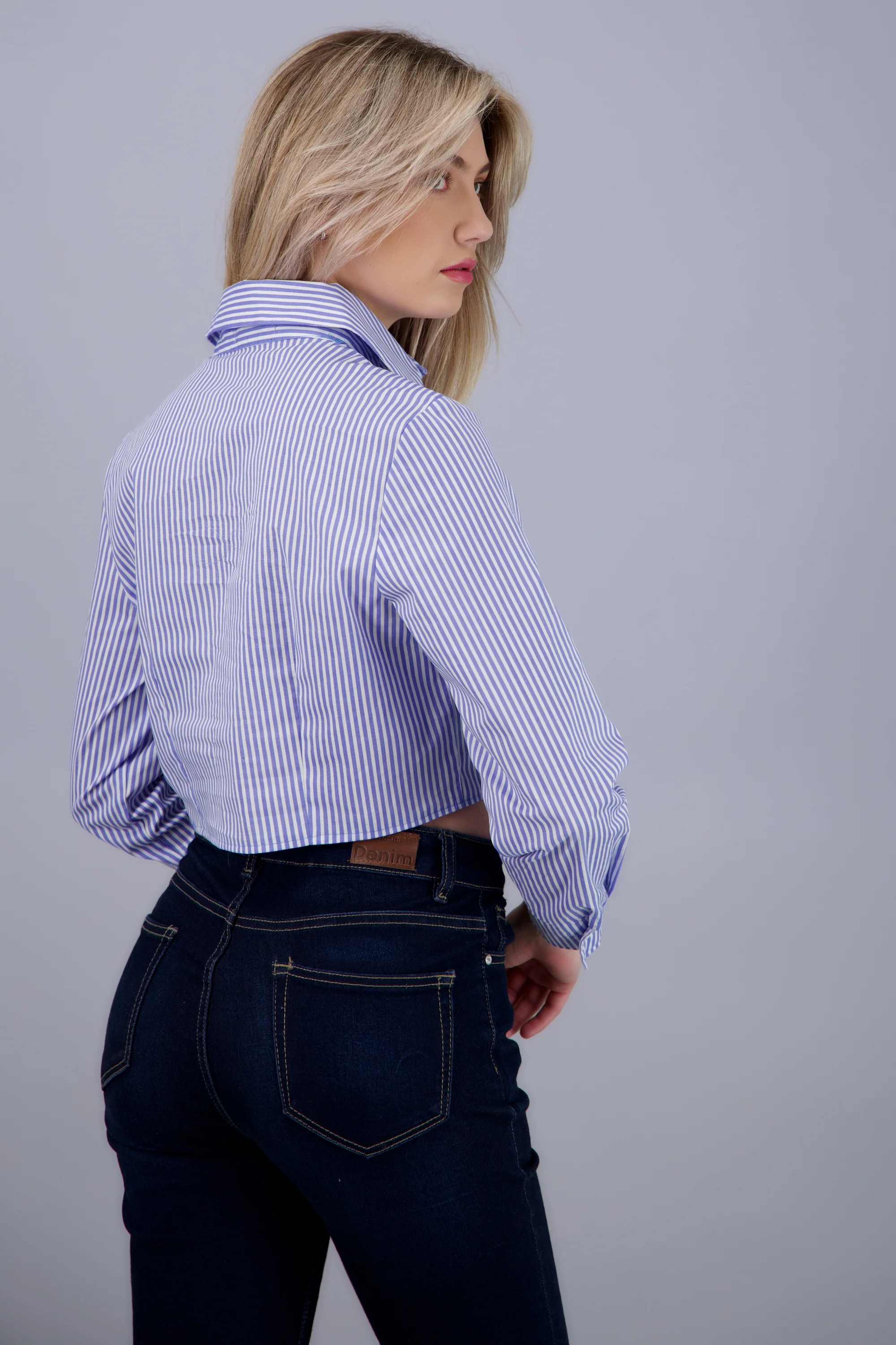 Camisa crop manga larga detalle pinzas - Image 3