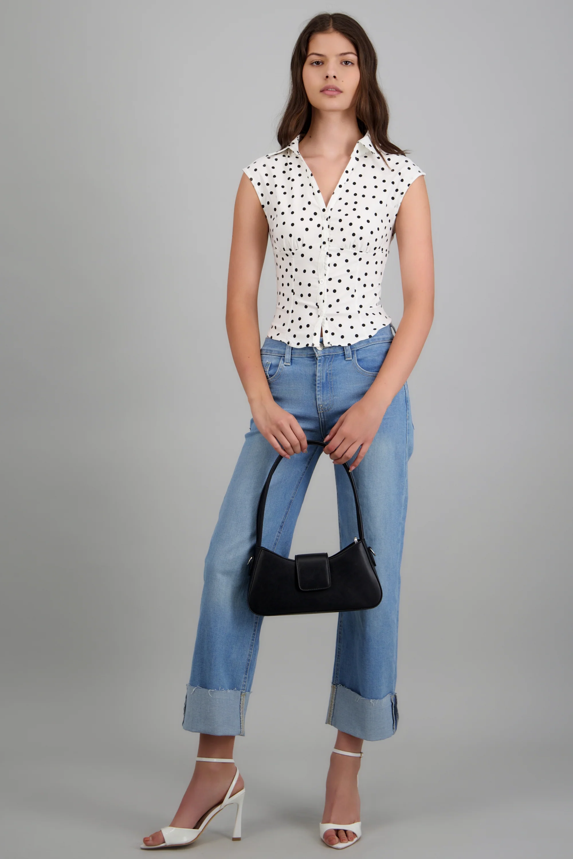 Camisa detalle cintura polka dots