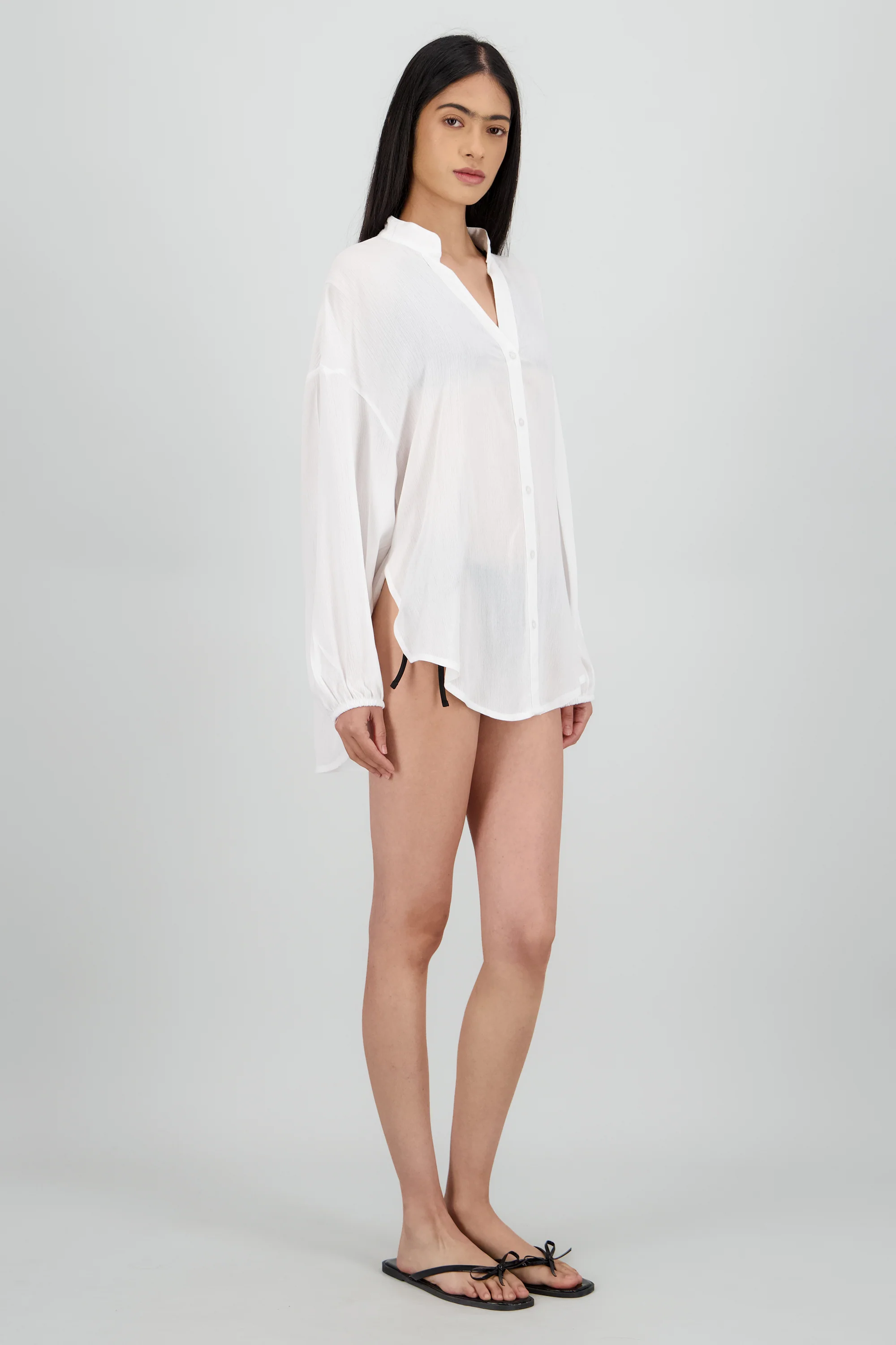 Camisa ligera detalle mangas sin cuello - Image 3