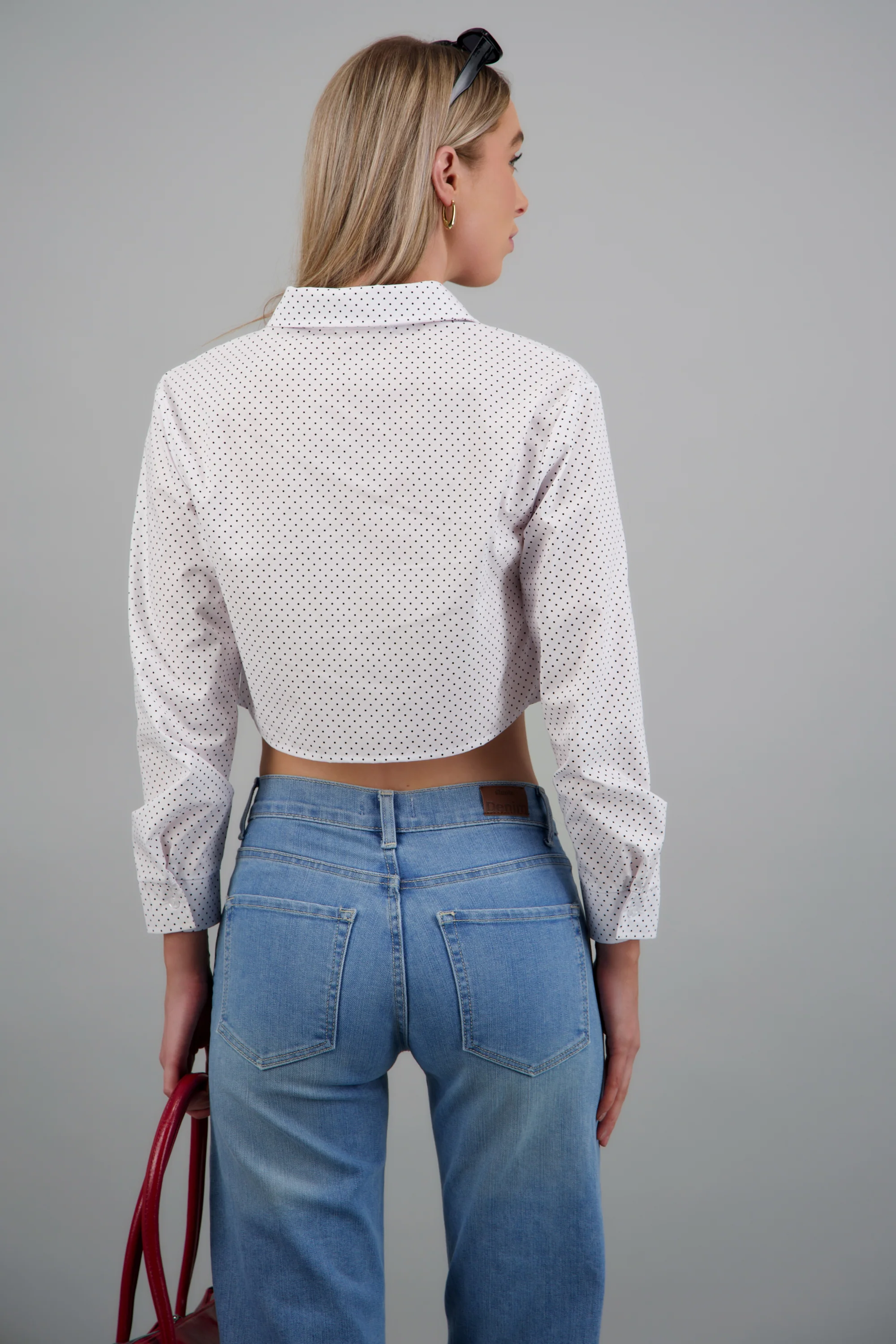Camisa manga larga crop polka dots - Image 4