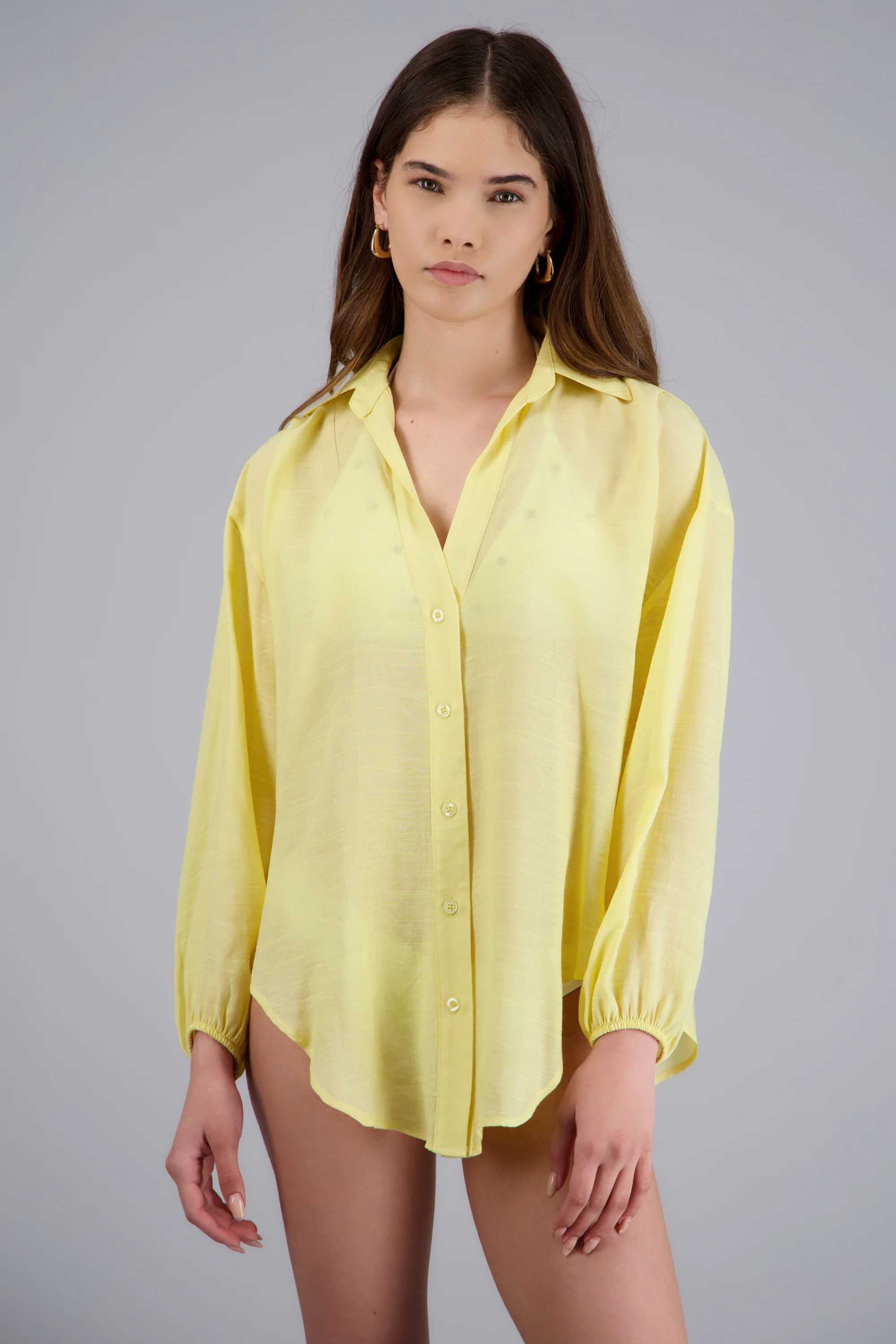 Camisa over ligera manga larga