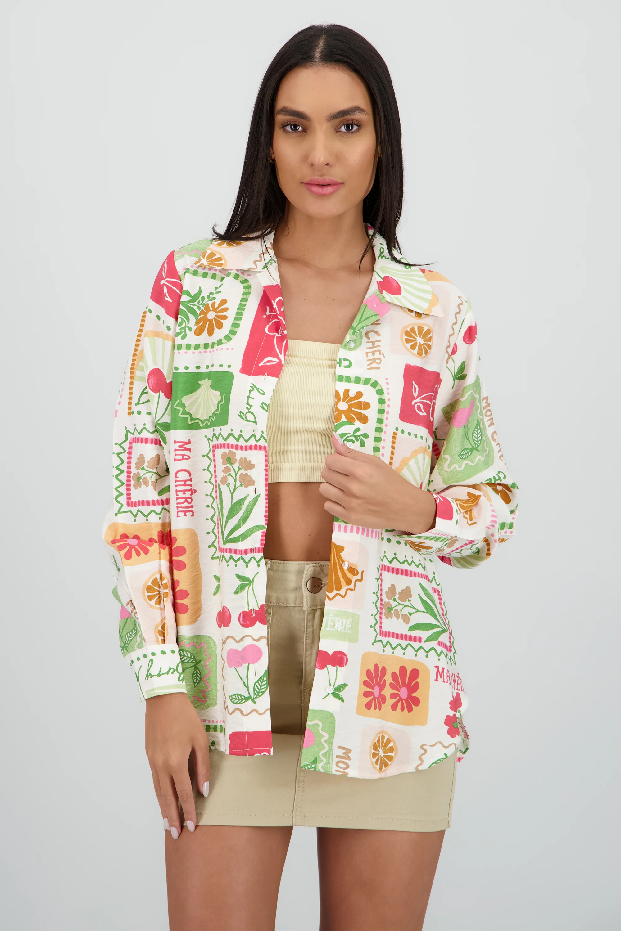 Camisa oversize manga larga detalle botones
