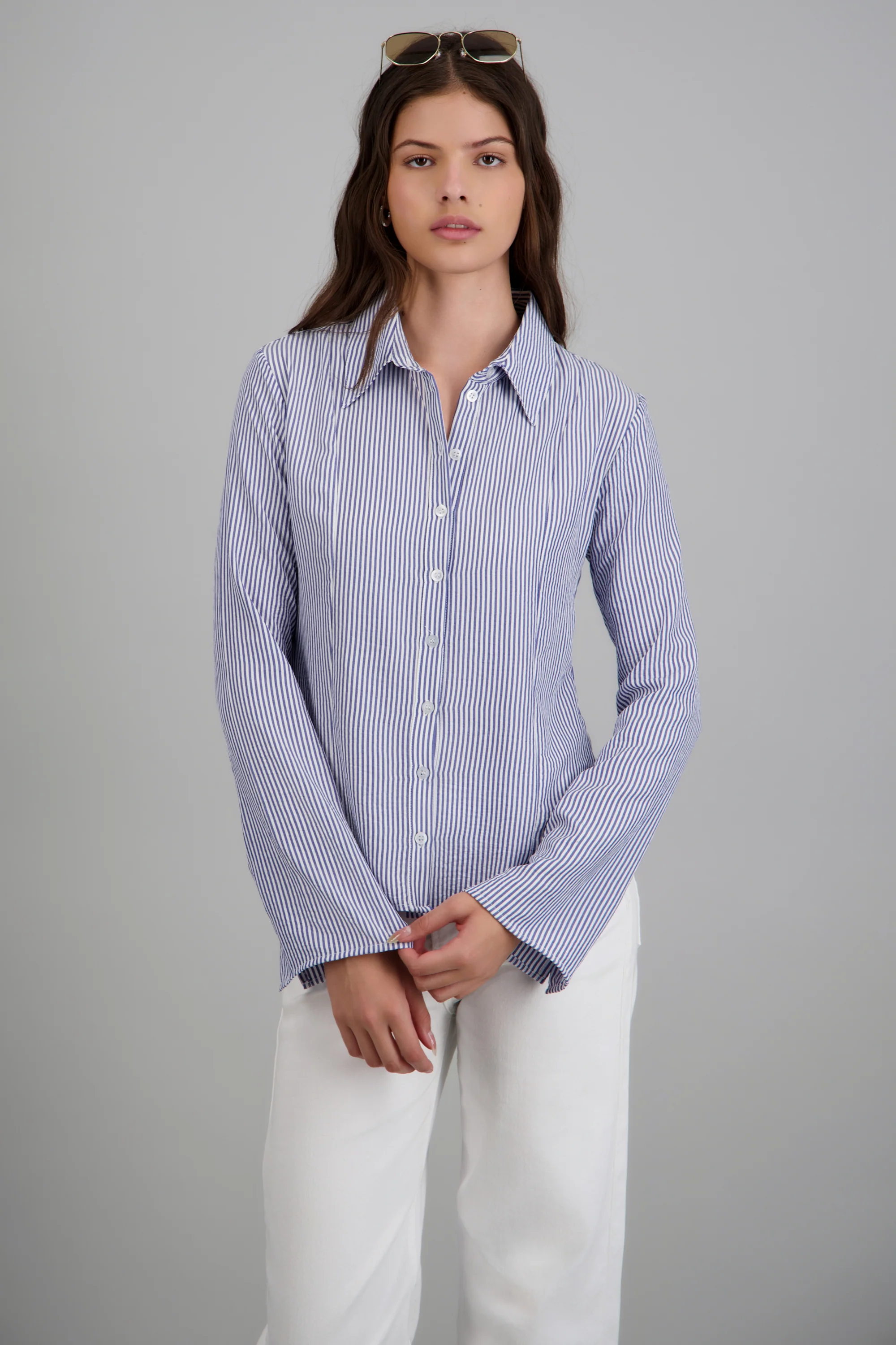 Camisa rayada detalle mangas amplias - Image 3