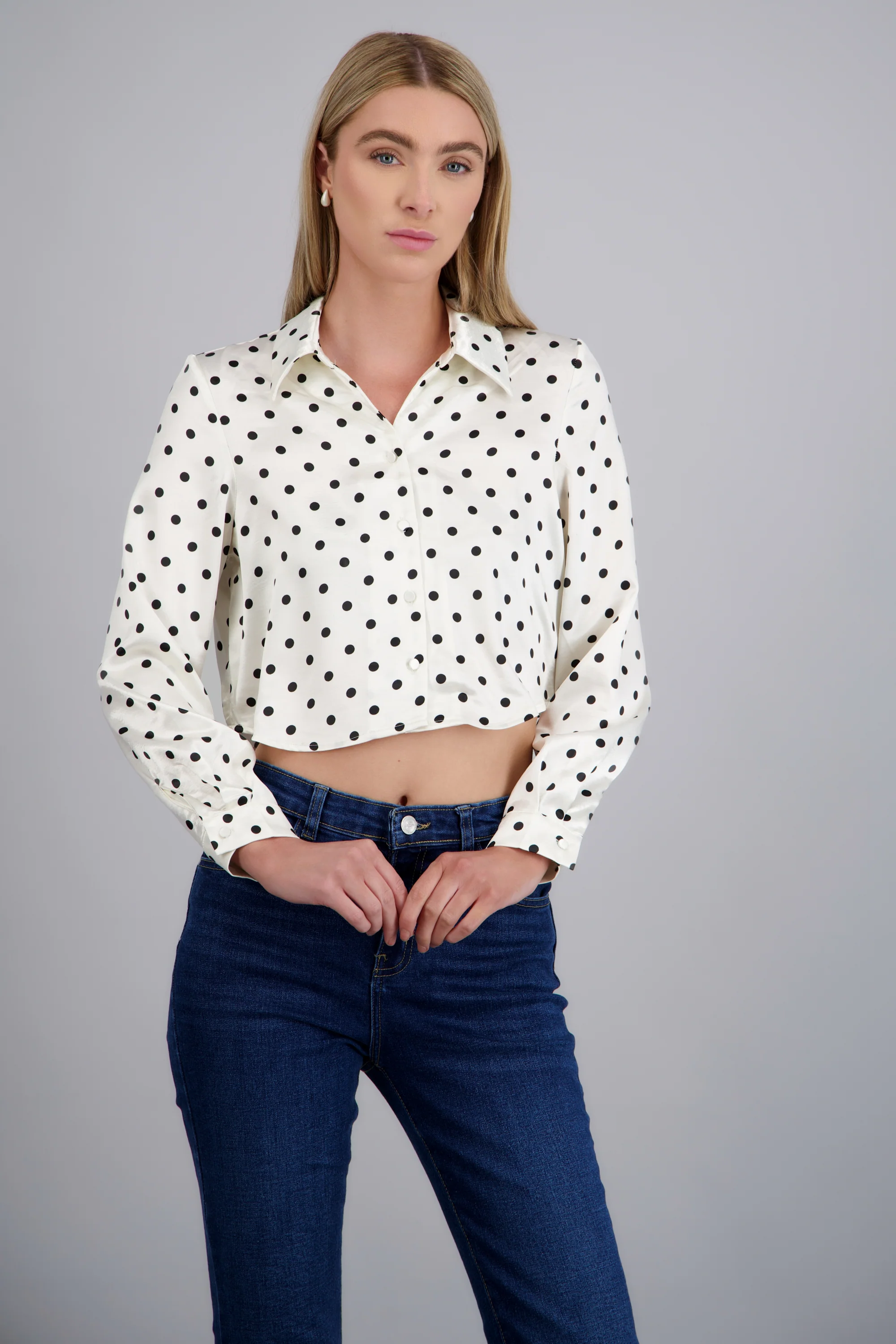 Camisa satín polka dots