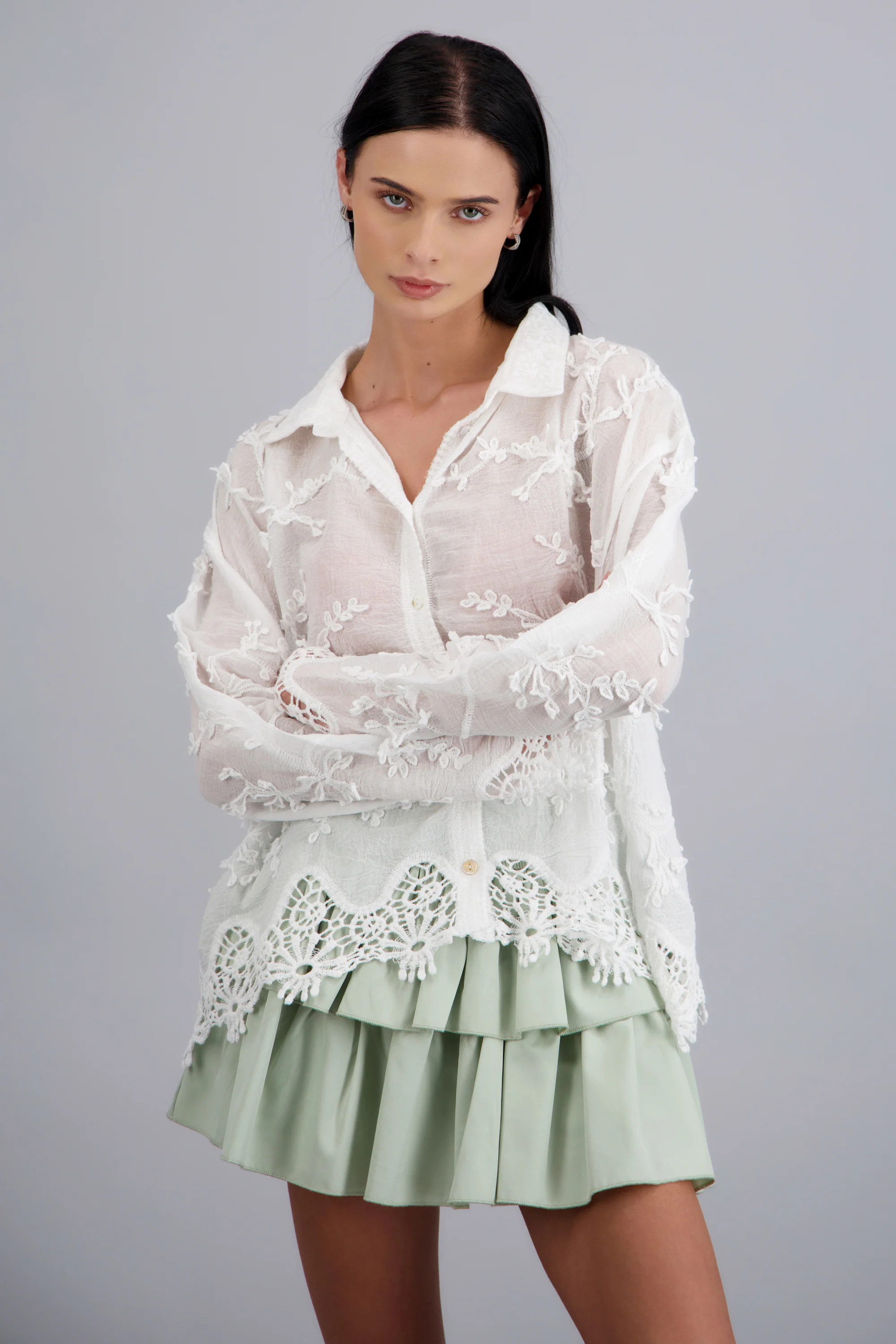 CAMISA TEXTURA M/L DET BORADO