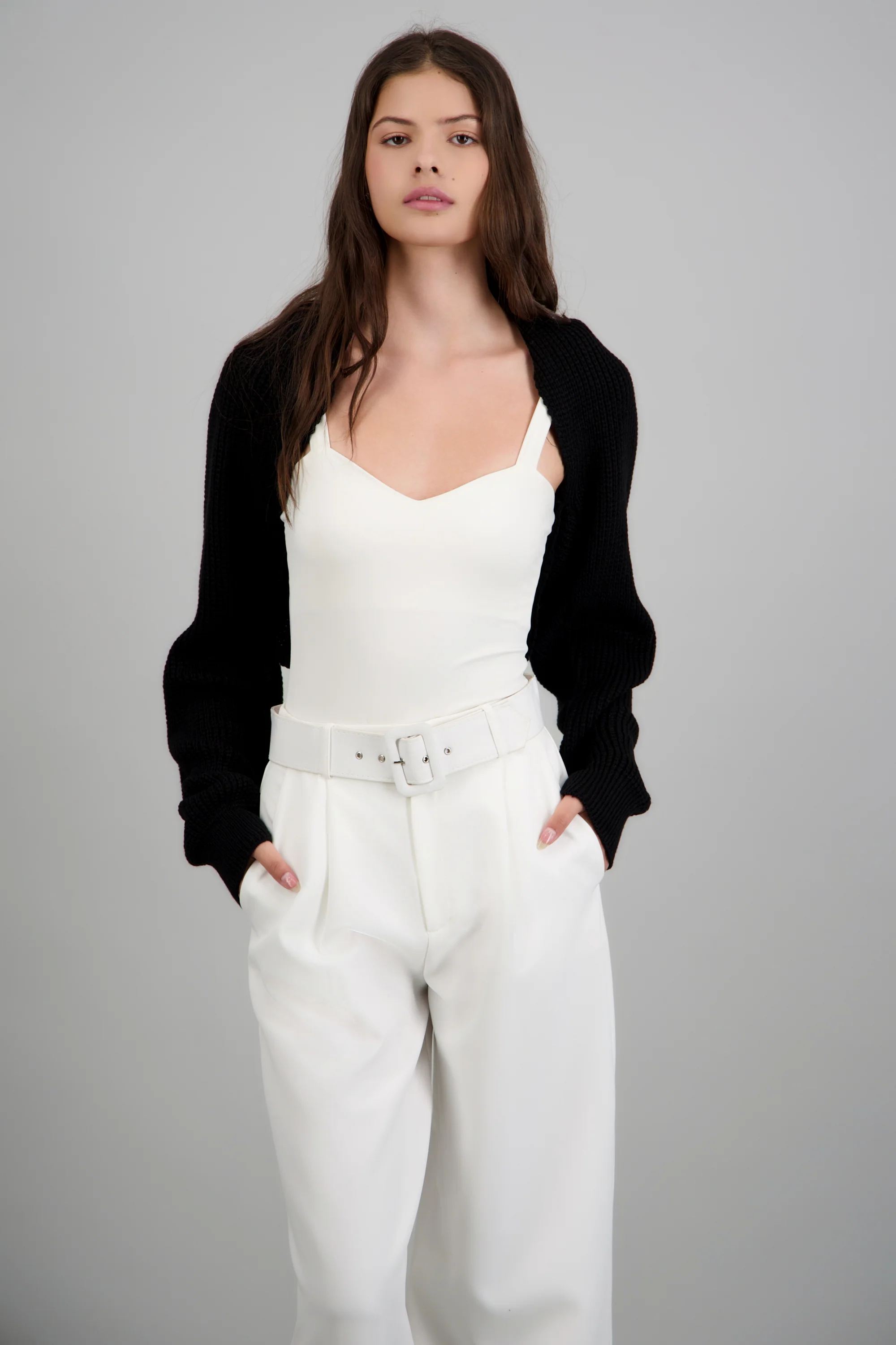 Cardigan bolero en tejido