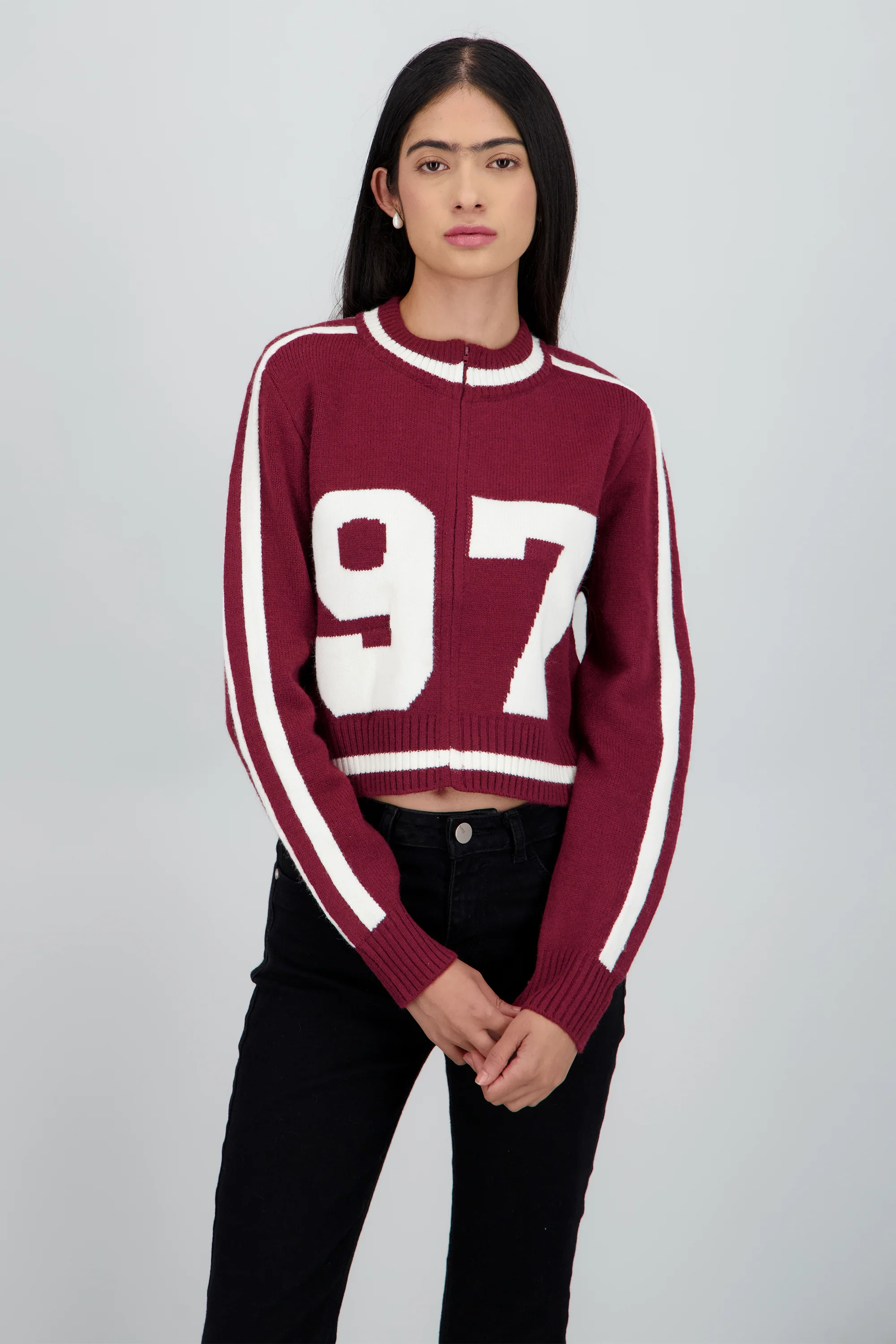 Cardigan con numero contraste