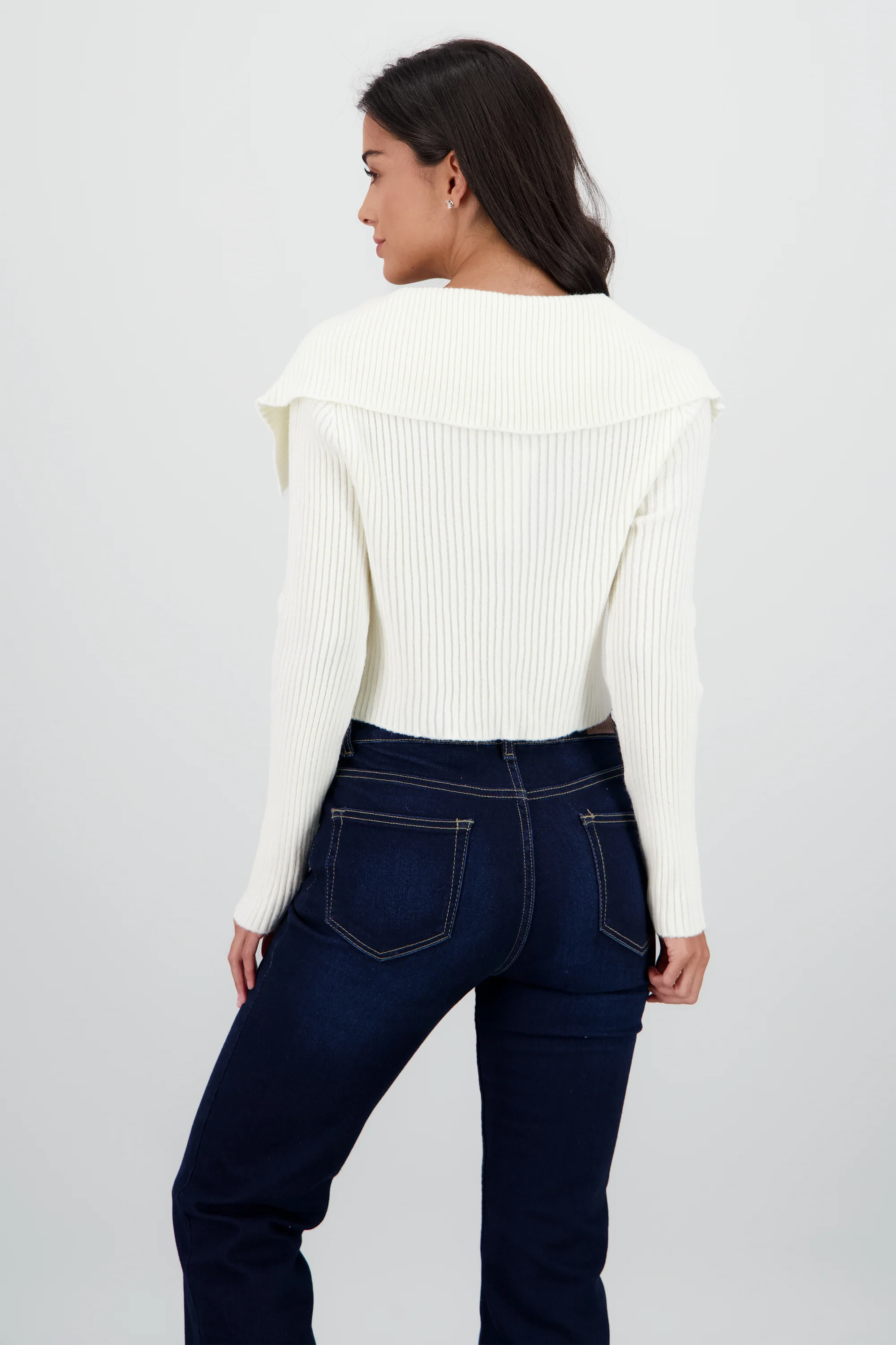 Cardigan cuello polo grande tejido - Image 4