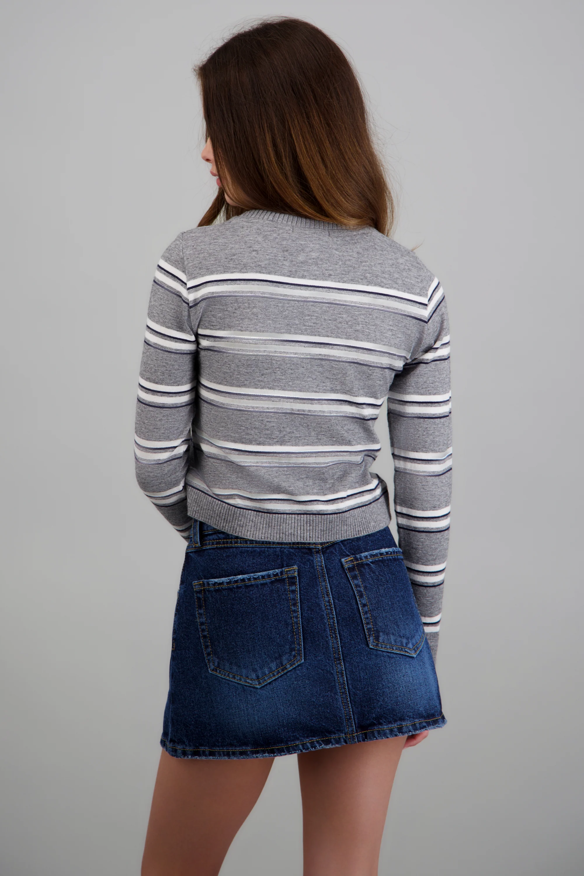 Cardigan cuello redondo líneas - Image 2