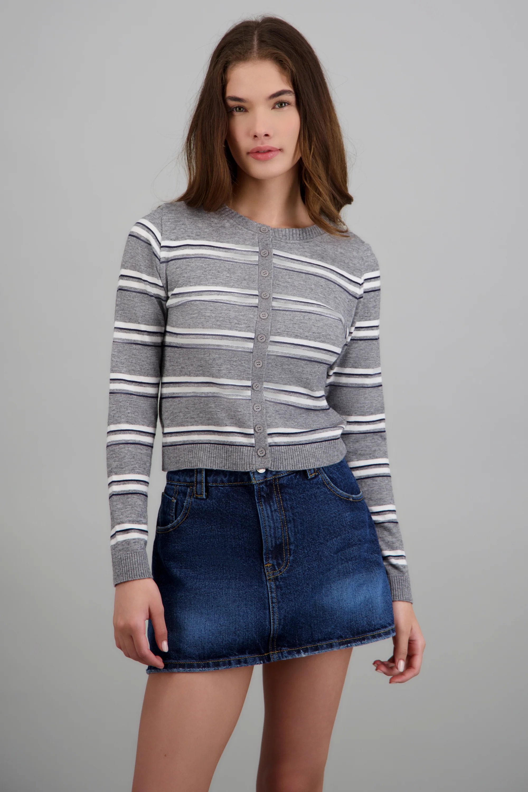 Cardigan cuello redondo líneas - Image 3