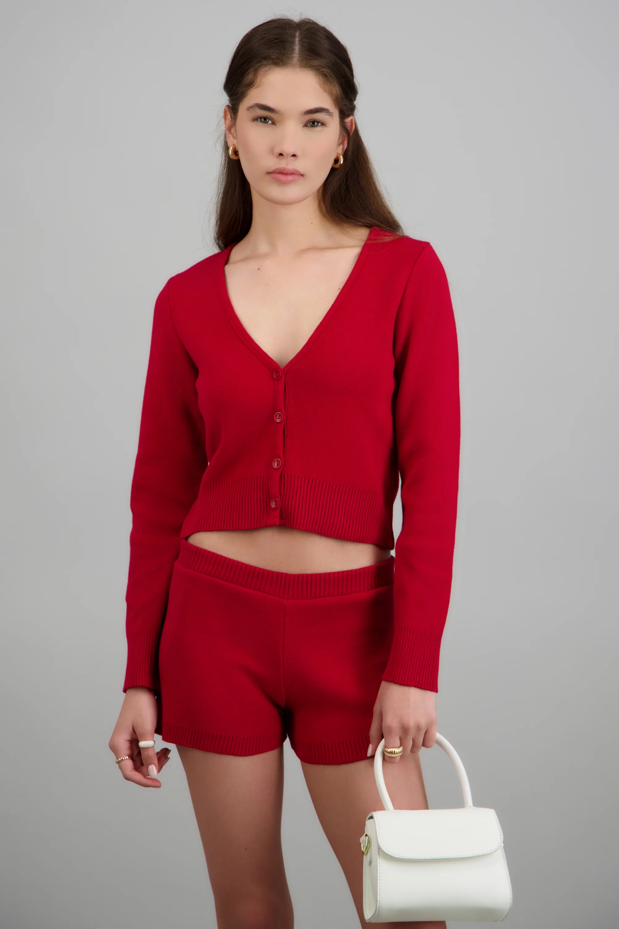 Cardigan cuello V detalle pretina