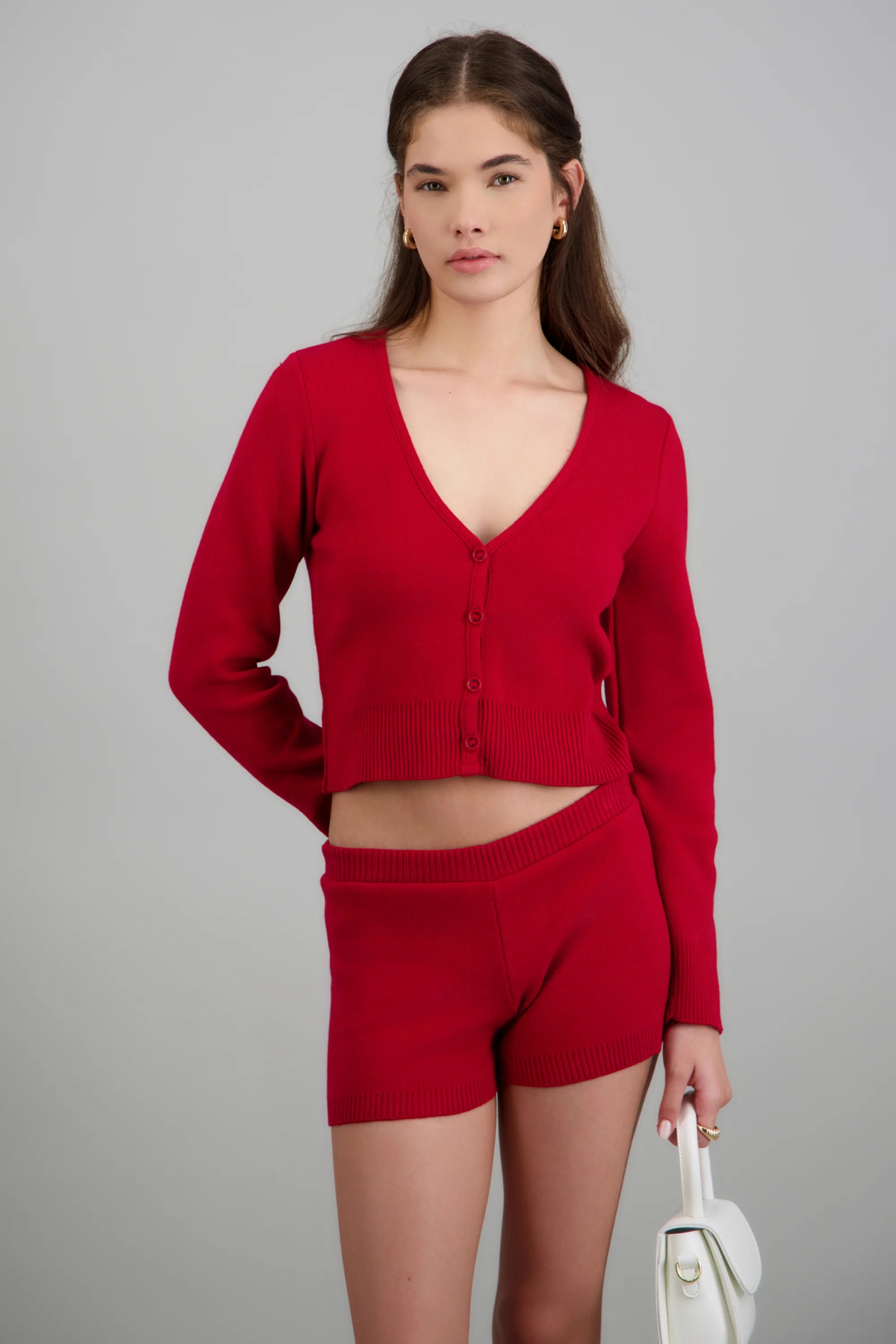 Cardigan cuello V detalle pretina - Image 3