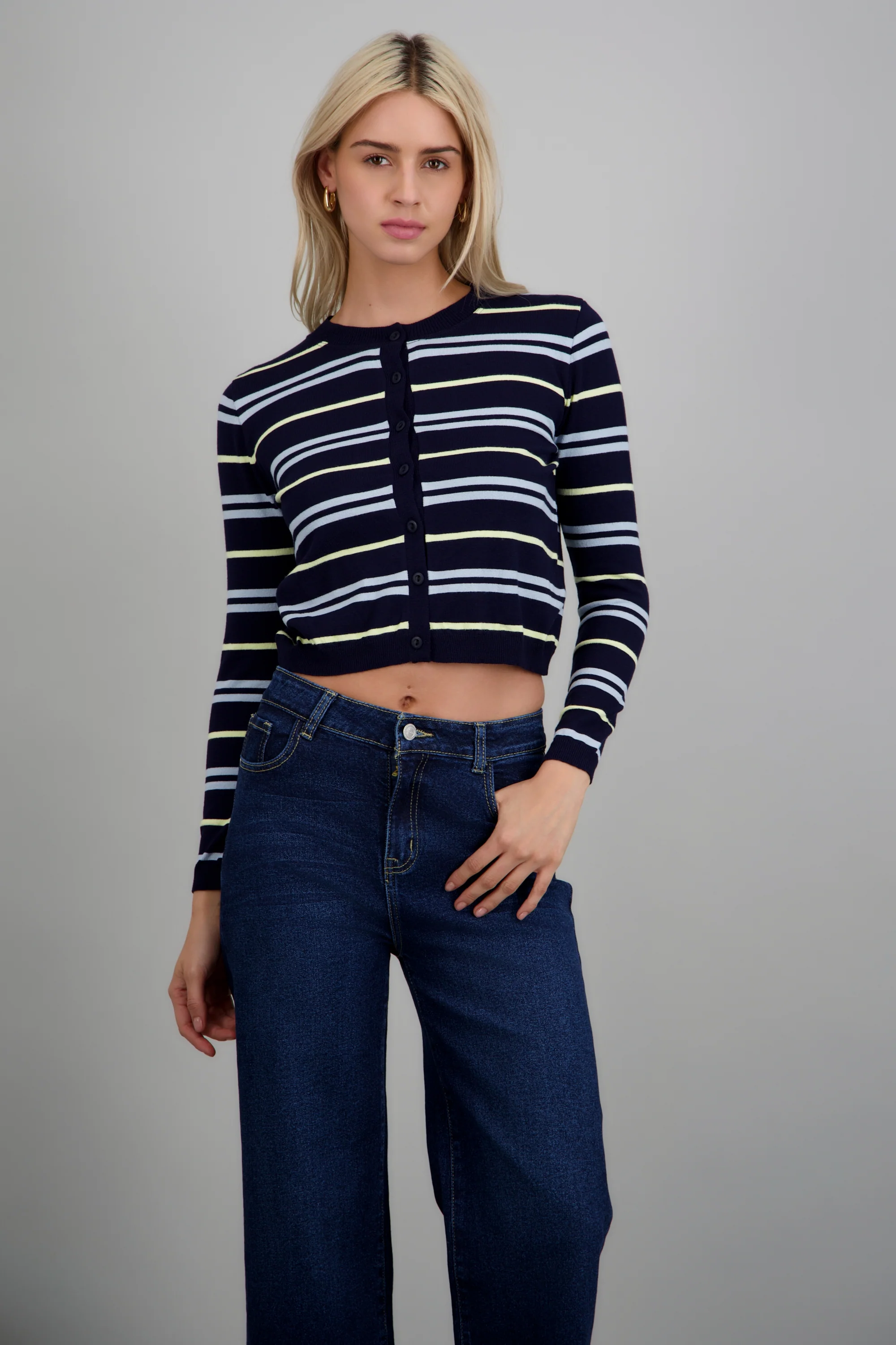 Cardigan ligero detalle rayas