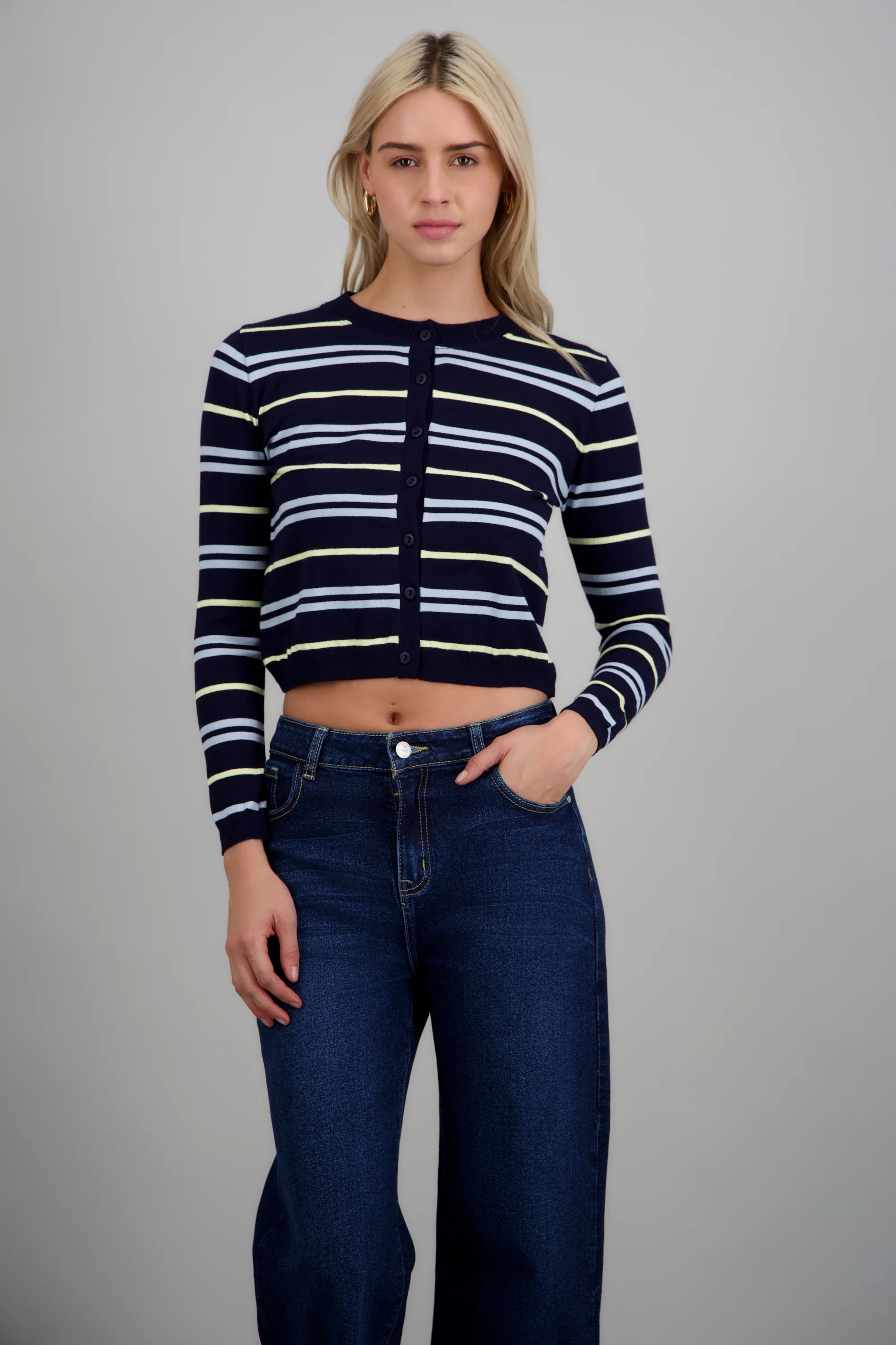 Cardigan ligero detalle rayas - Image 3