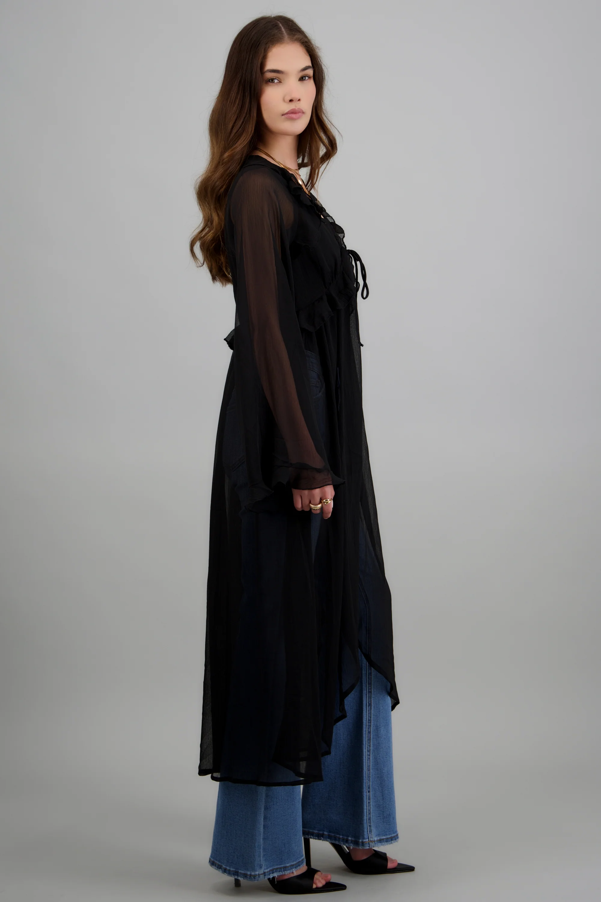 Cardigan ligero transparente con olanes - Image 3