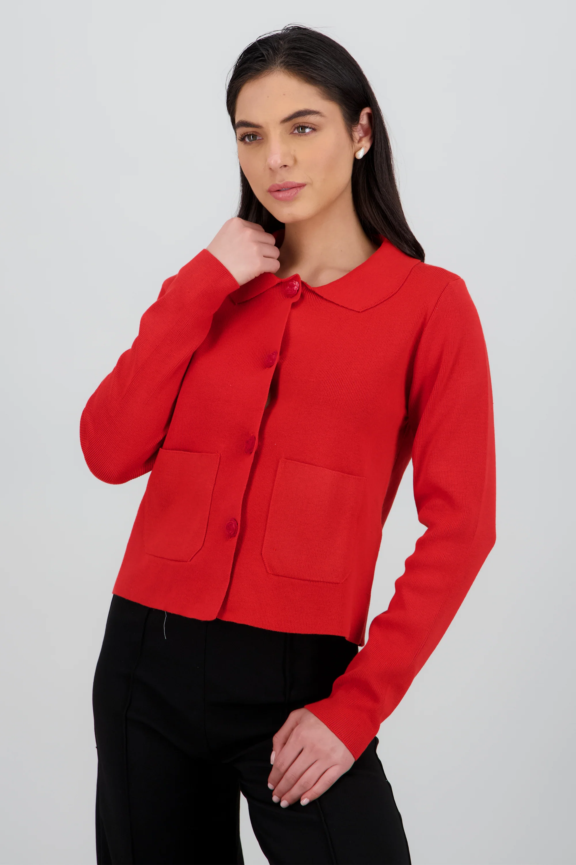 Cardigan tejido con botones rosa - Image 2