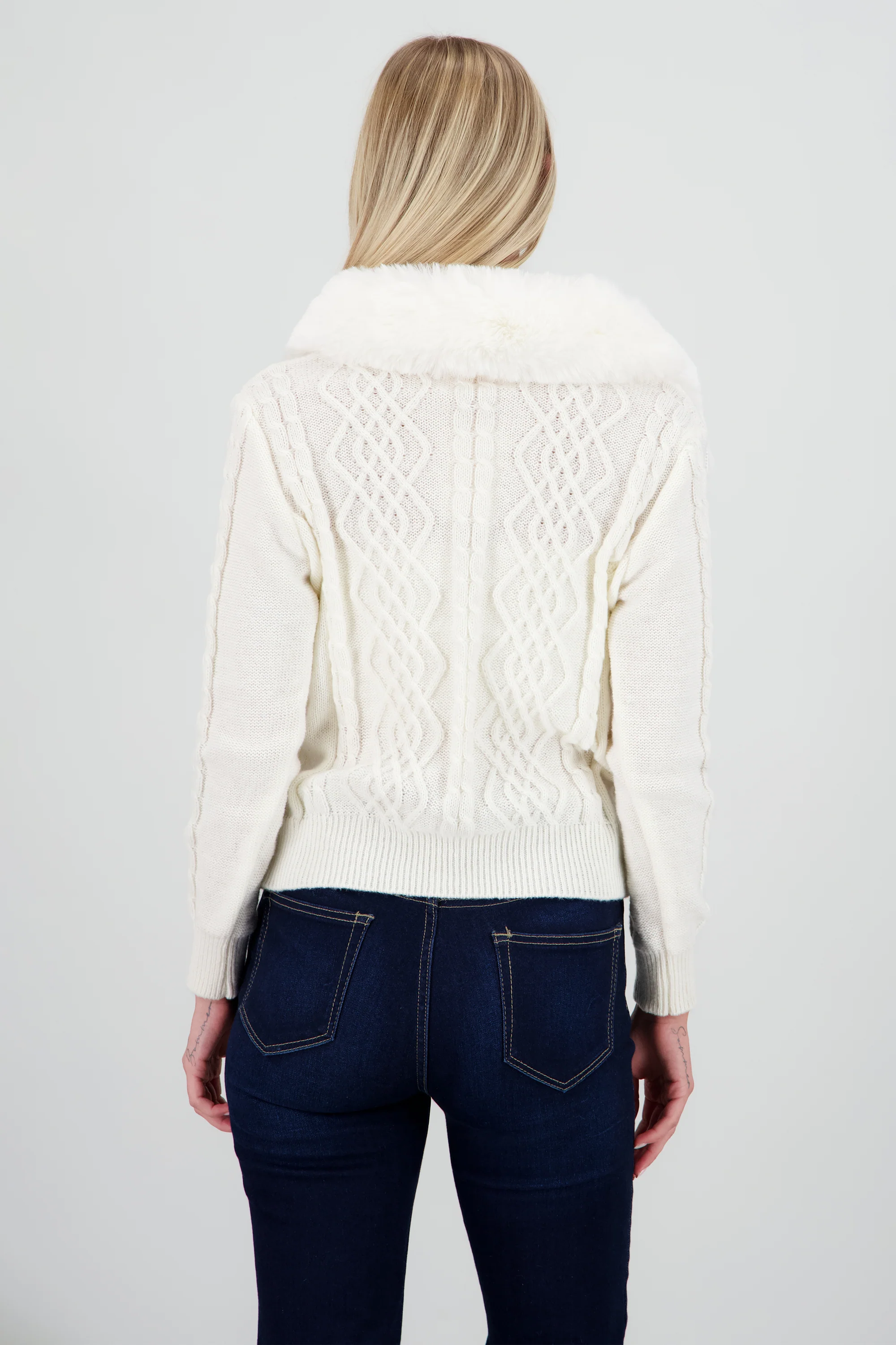 Cardigan tejido detalle pelo cuello - Image 4