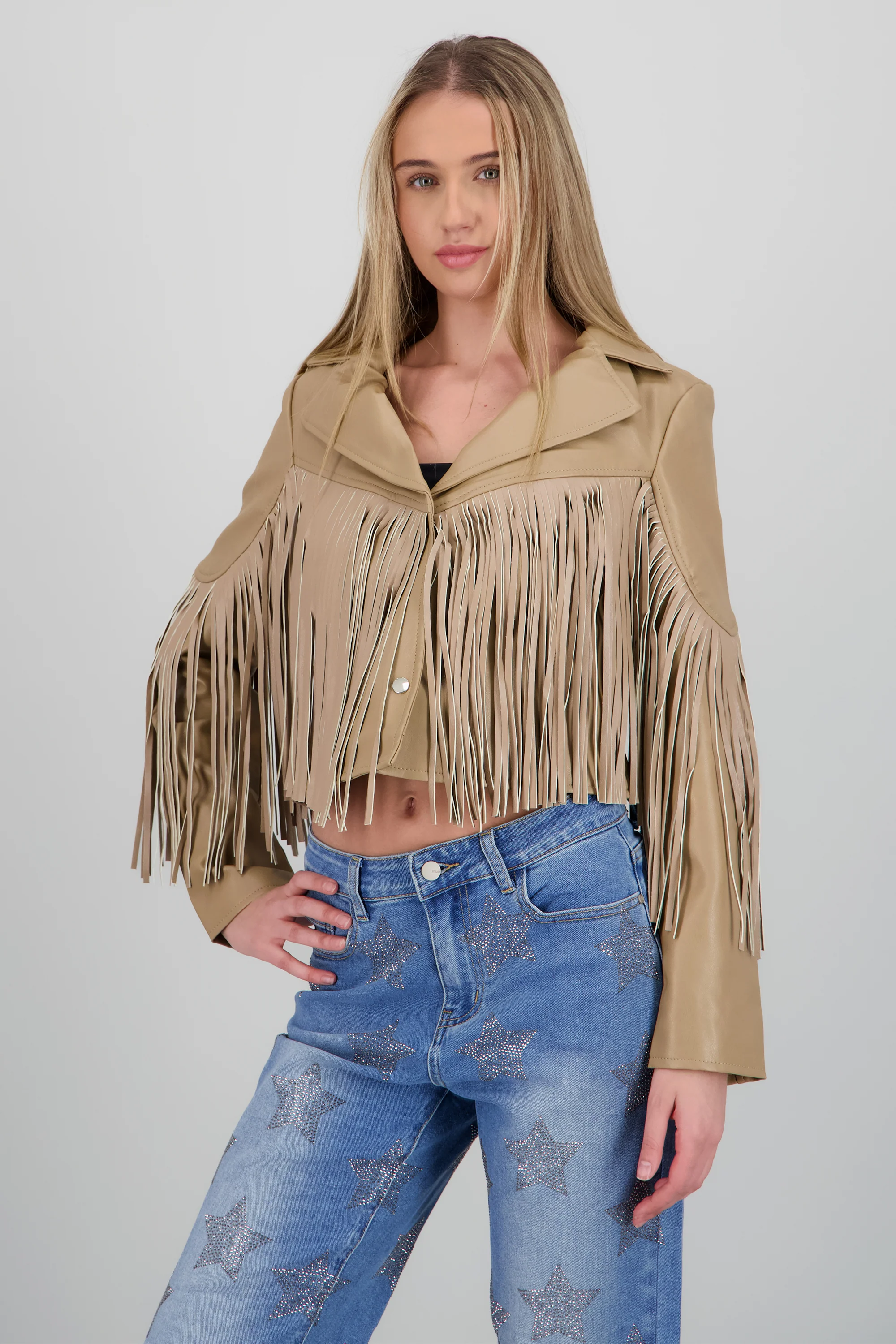 Chamarra fringe PU - Image 2