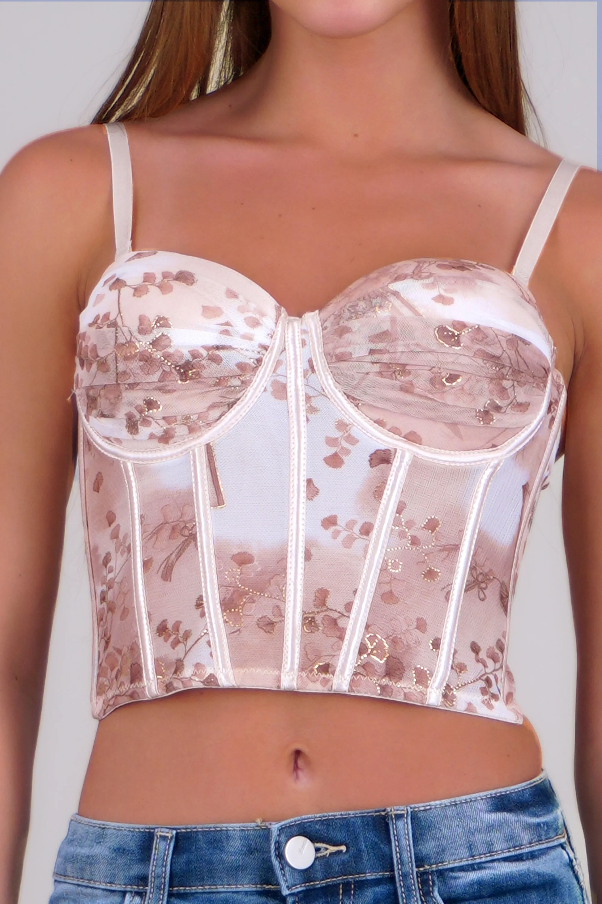 Corset con copas plisadas detalle foil - Image 5