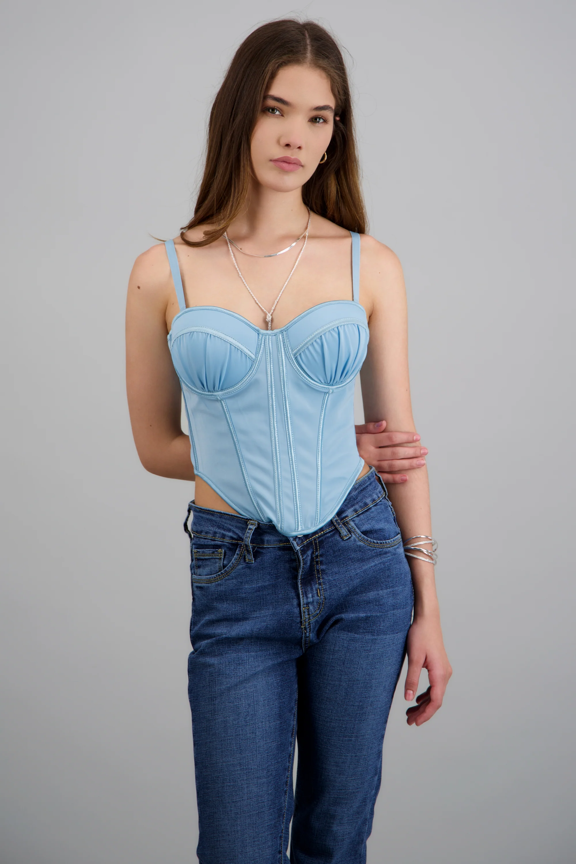 Corset de licra strapless drapeado
