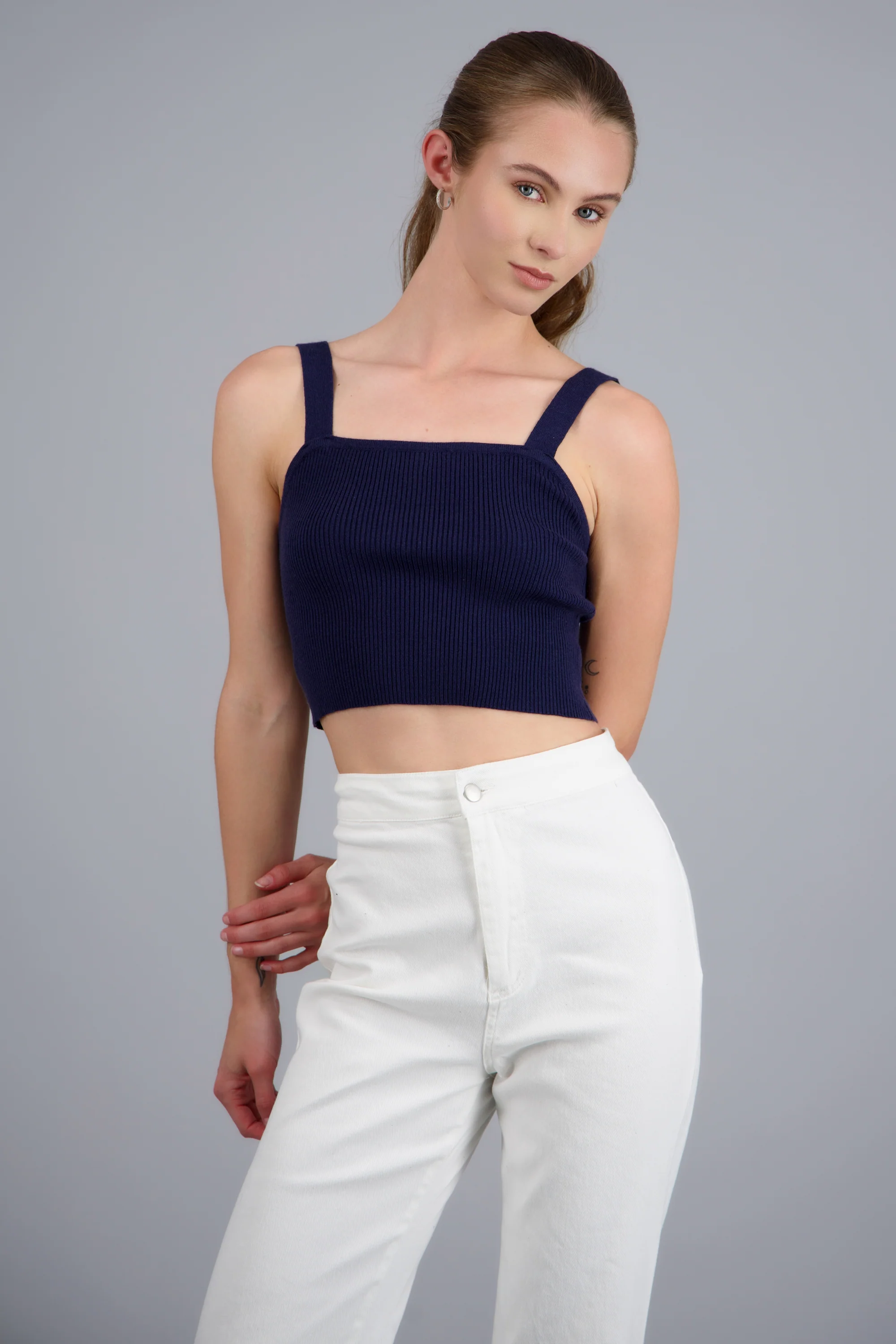Crop top rib tacto suave