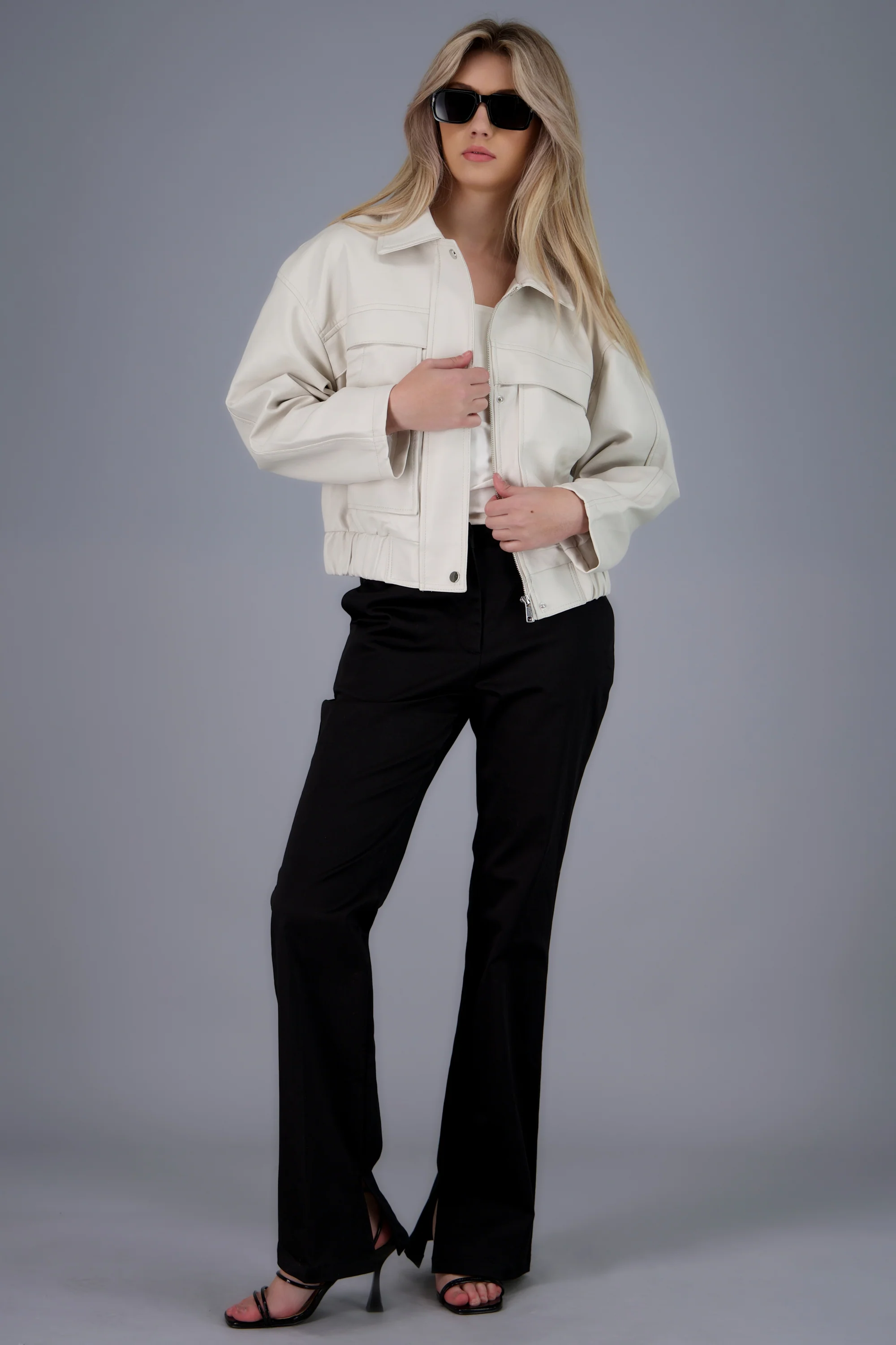 cropped leather jacket