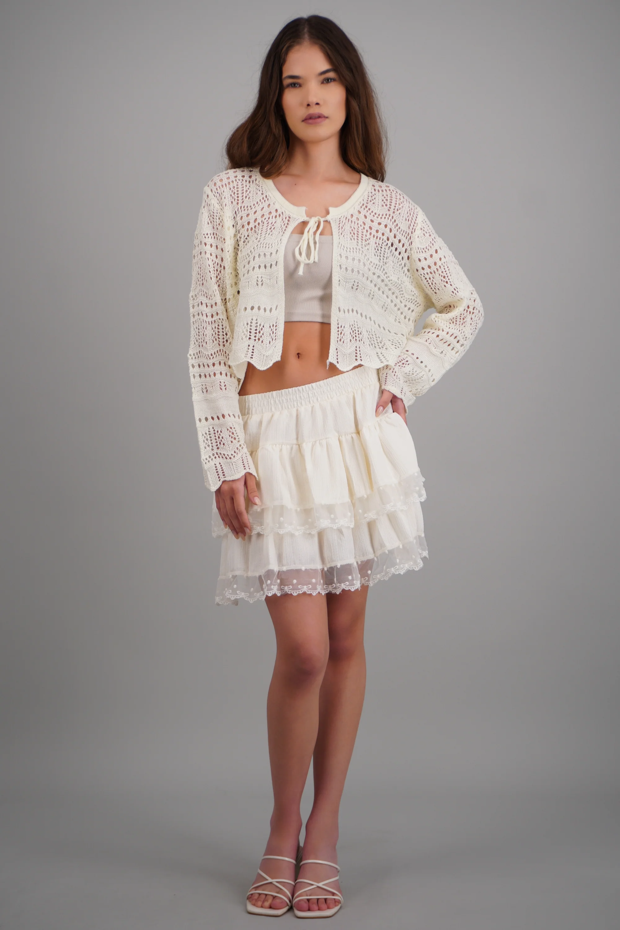 Falda doble olán con encaje - Image 2