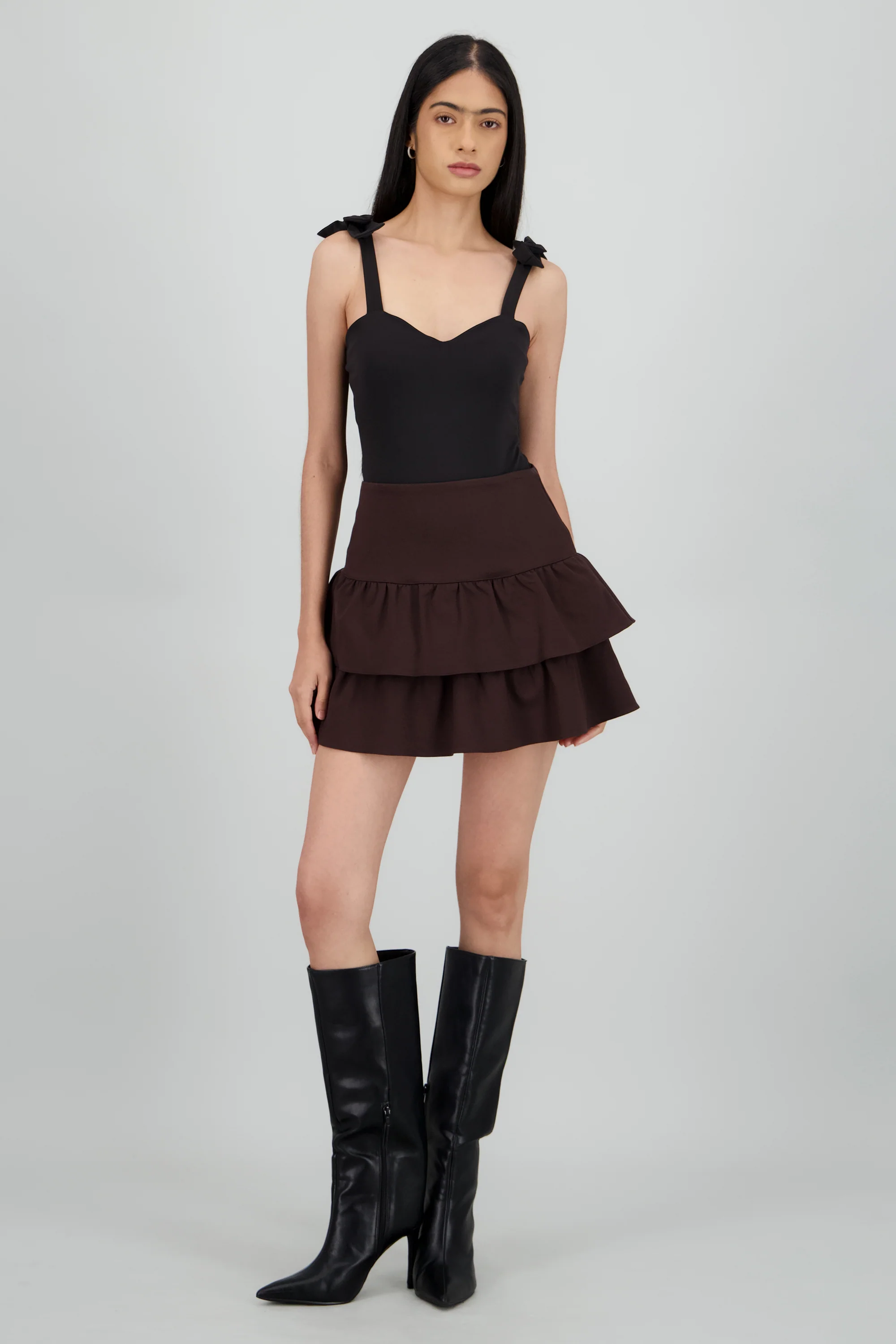 falda lisa doble vuelo