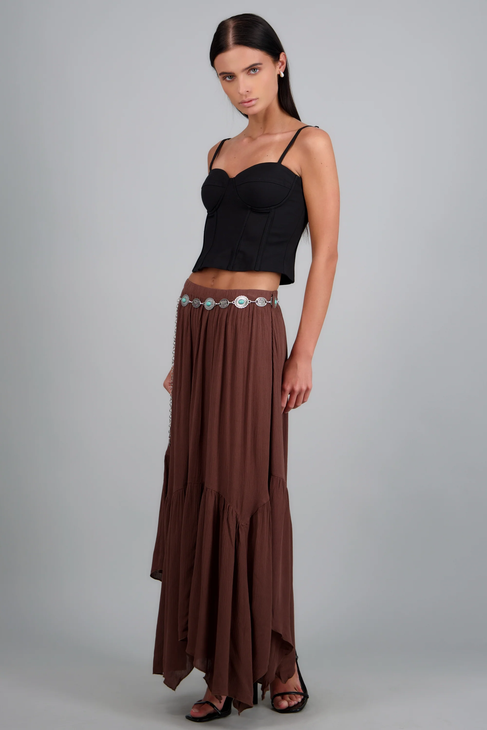 Falda maxi con cinturon