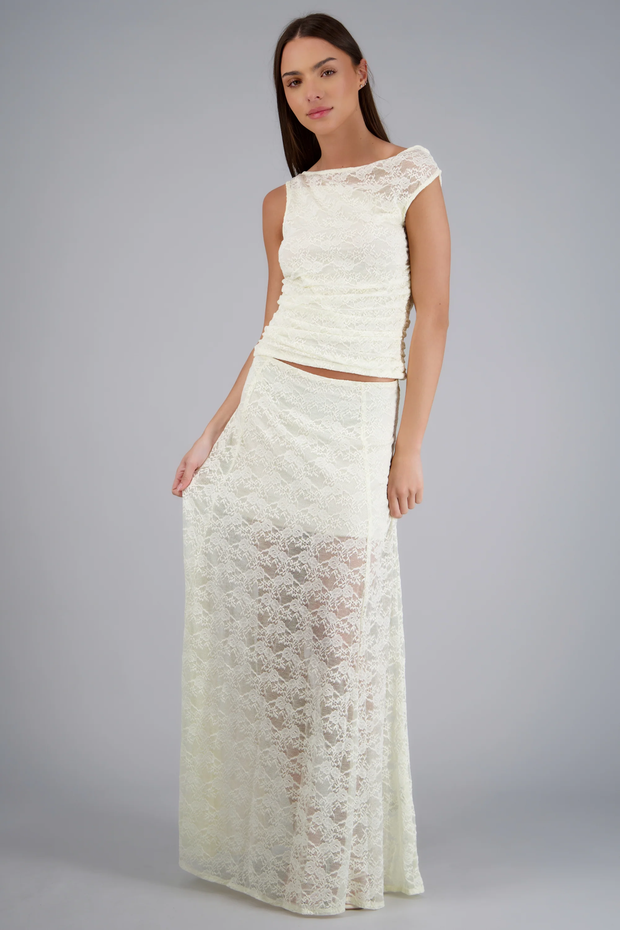 Falda maxi de encaje